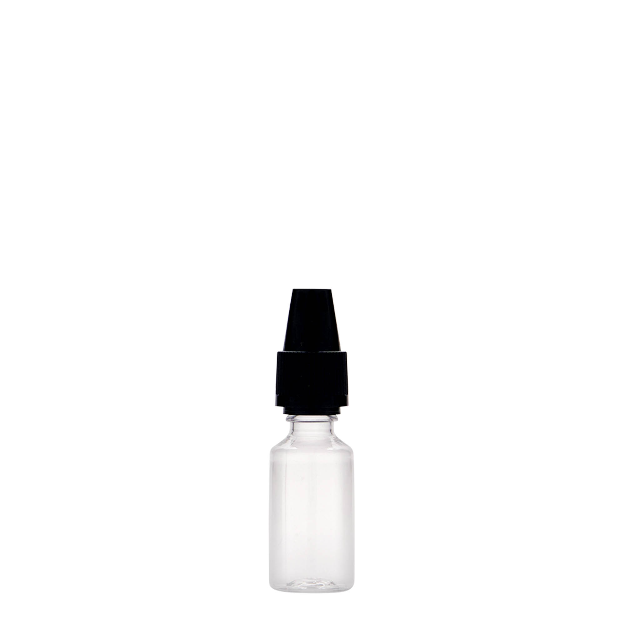 10 ml PET bottle 'E-Liquid' with quality and child safety, plastic, opening: screw cap
