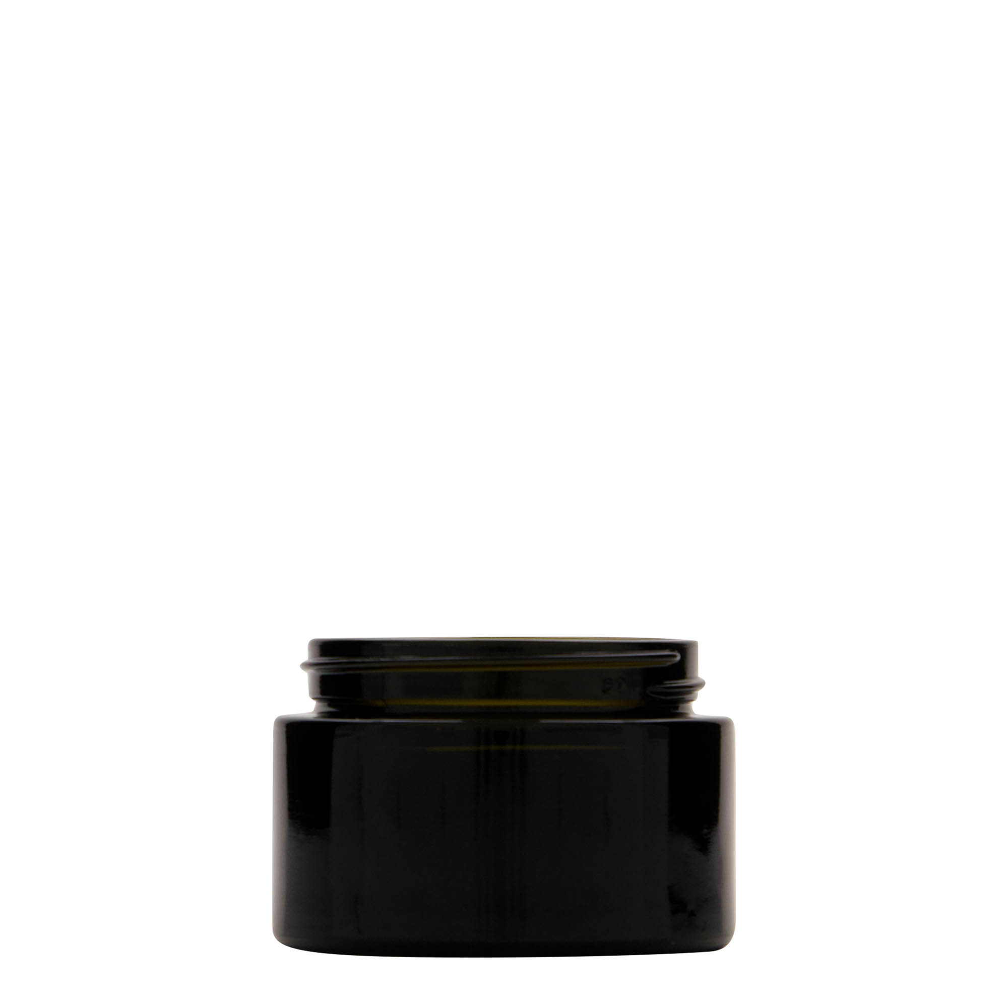 50 ml recycled cosmetic jar 'Floria', glass, antique green, closure: 58/400 50 ml recycled cosmetic jar 'Floria', glass, antique green, closure: 58/400