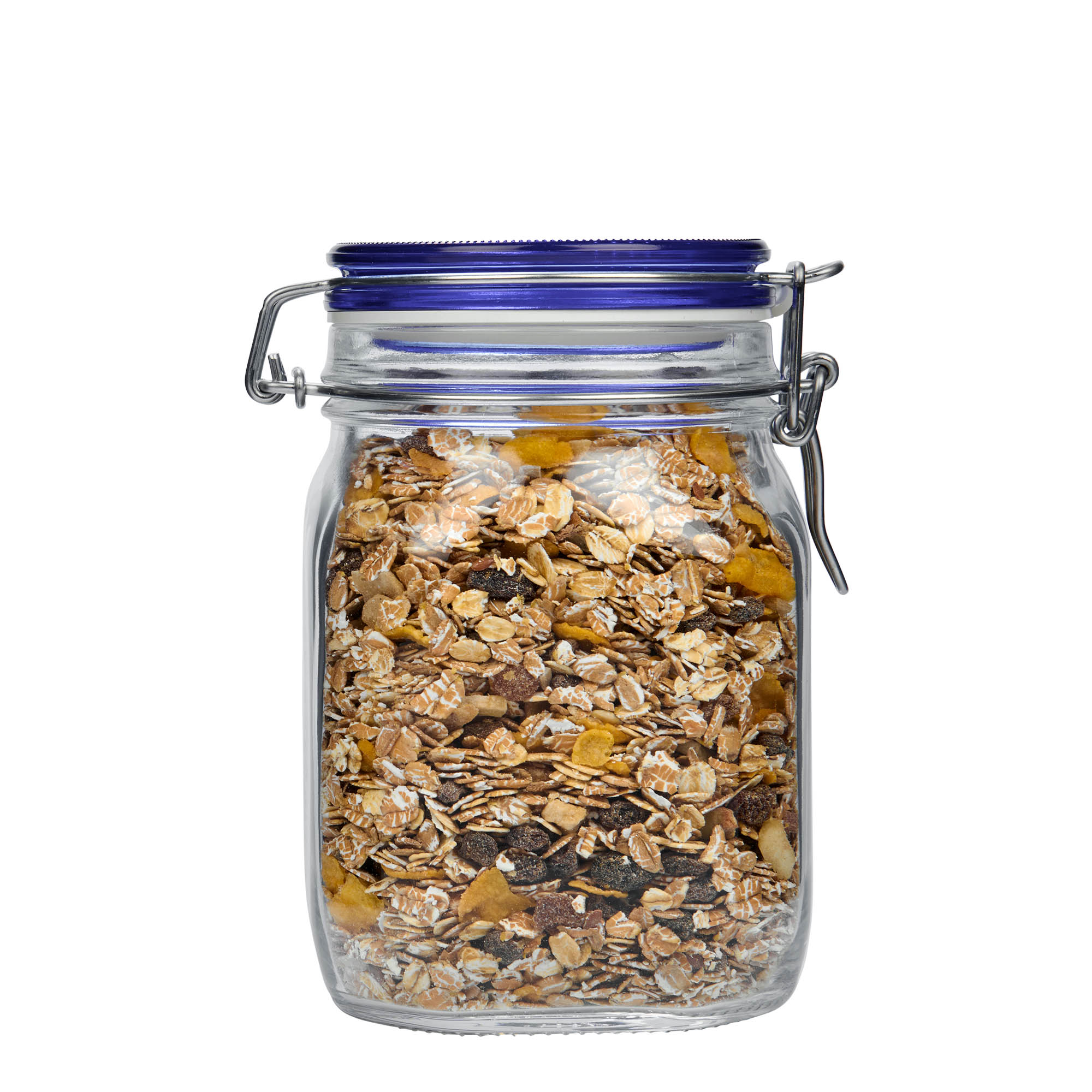 1,000 ml swing-top jar 'Fido' Blue Top, square, opening: swing-top closure