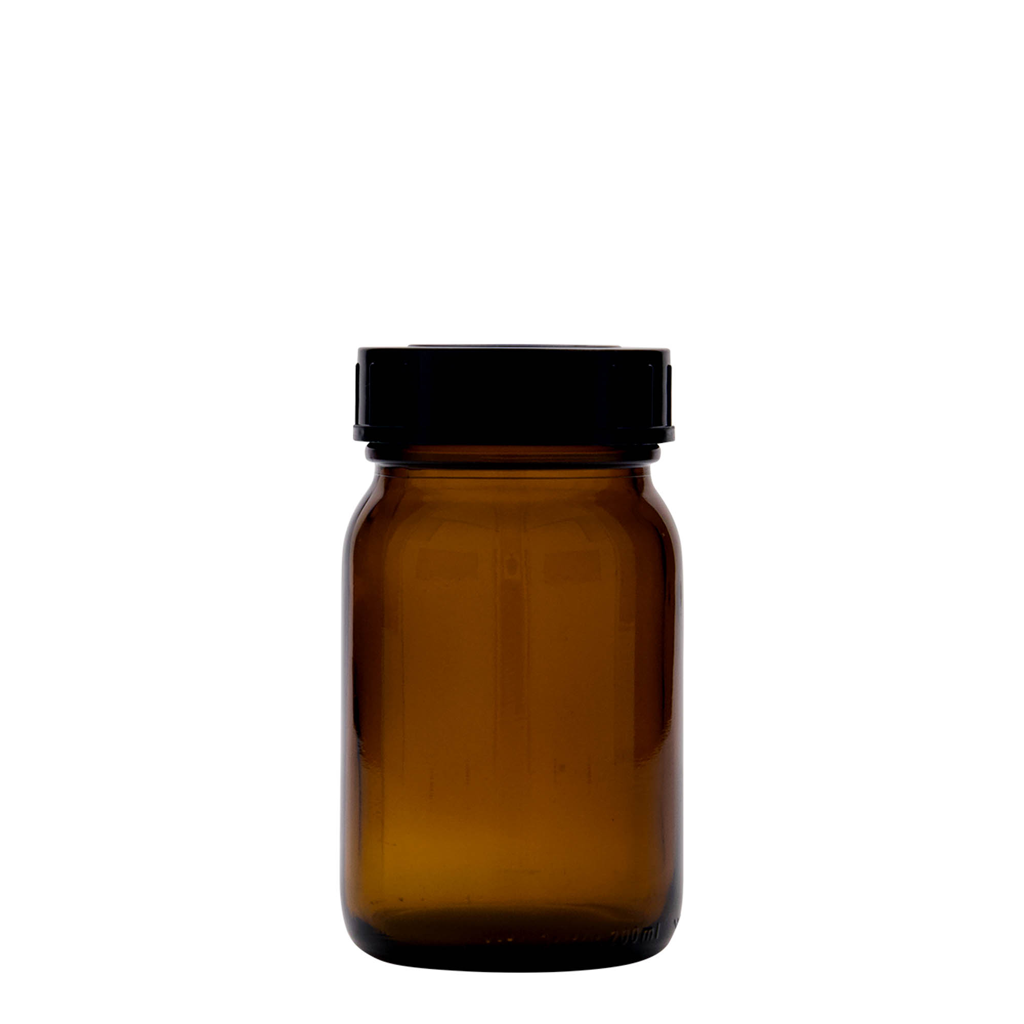 200 ml wide-neck glass, brown, opening: DIN 55 200 ml wide-neck glass, brown, opening: DIN 55