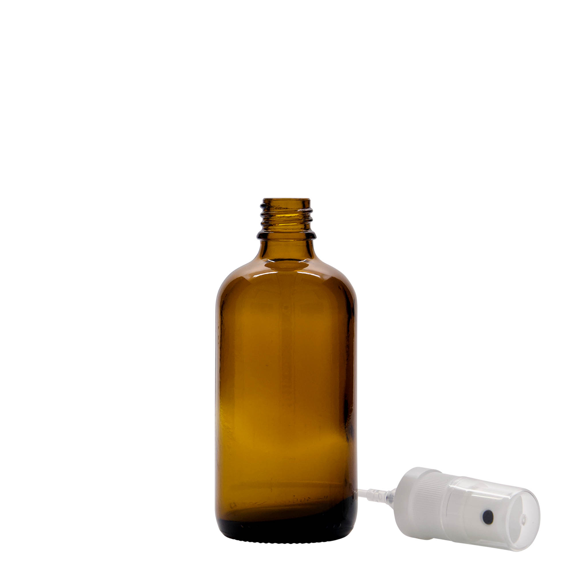100 ml spray bottle medicine, glass, brown, opening: DIN 18