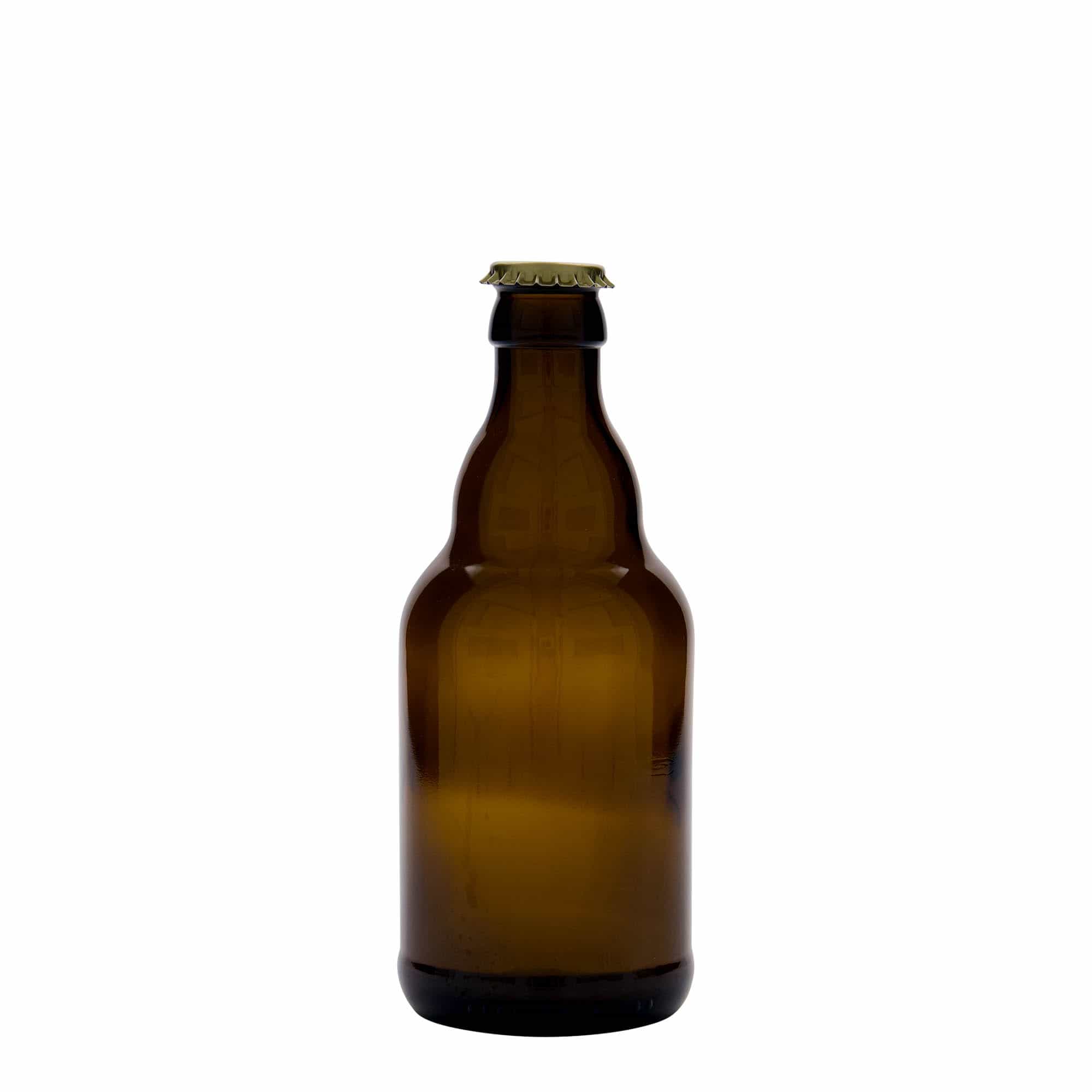 330 ml beer bottle ‘Steinie’, glass, brown, opening: crown cap