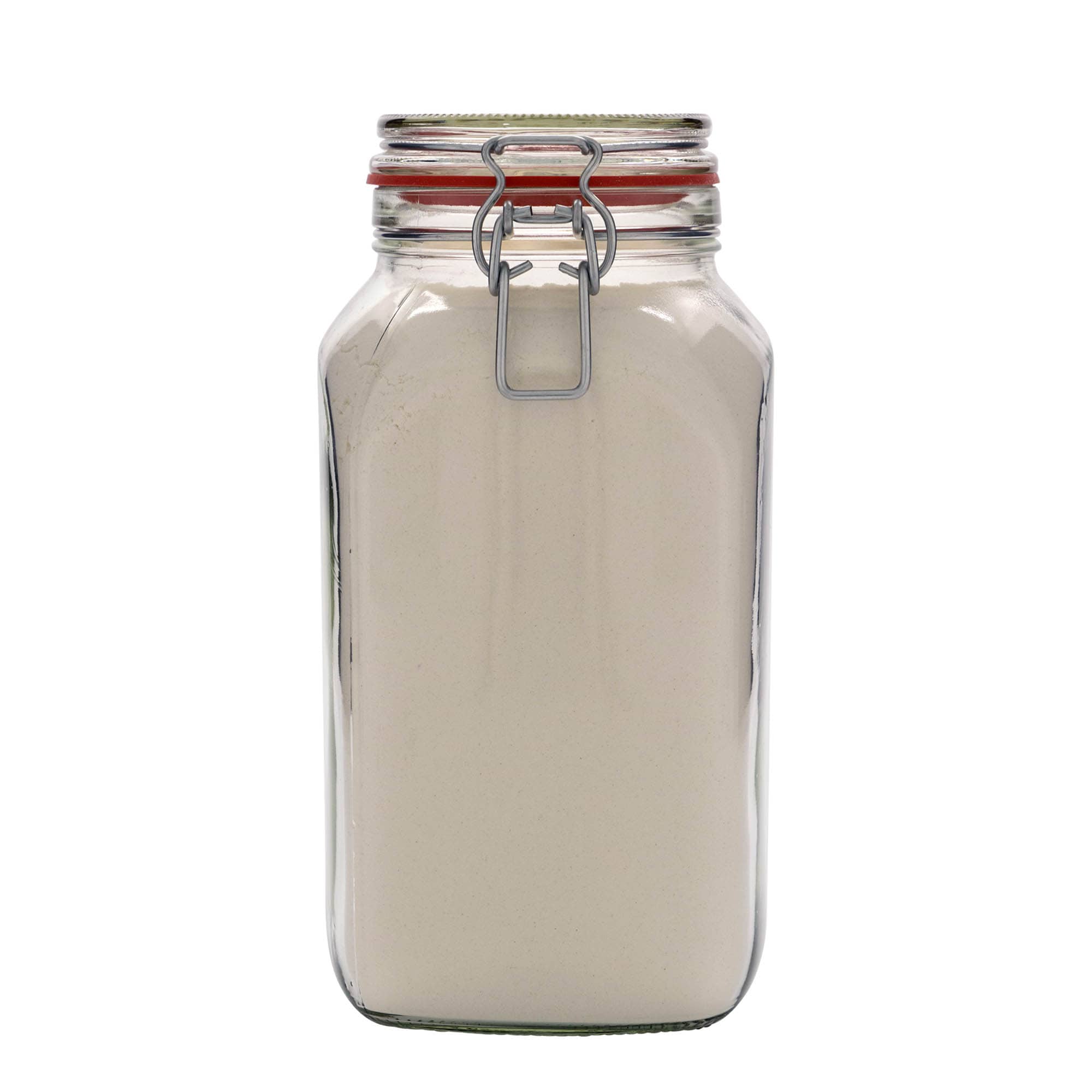 2,590 ml wire bail jar, square, opening: wire bail closure