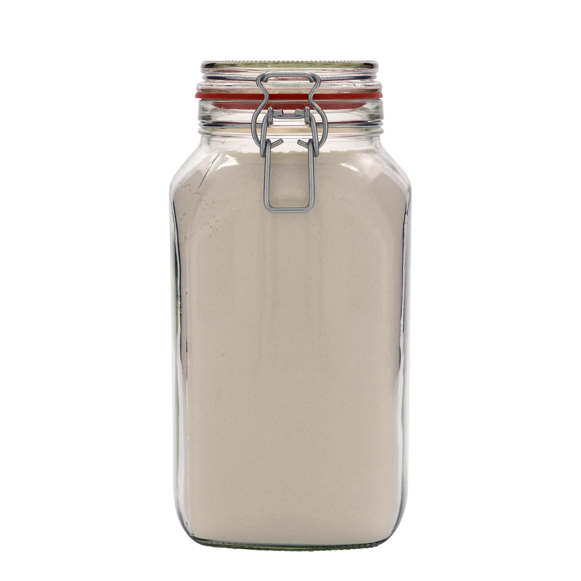 2,590 ml wire bail jar, square, opening: wire bail closure