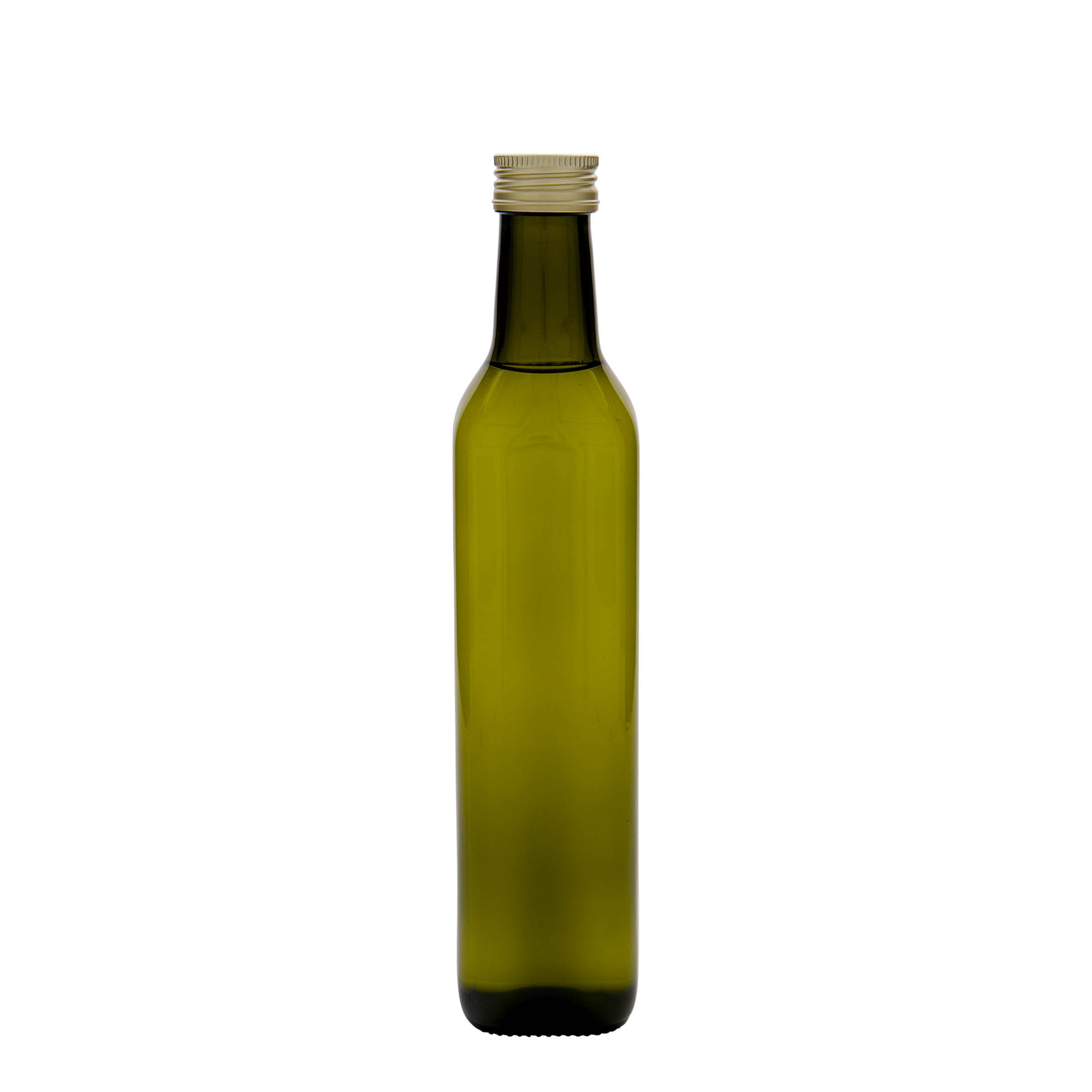 500 ml glass bottle 'Marasca', square, antique green, opening: PP 31.5