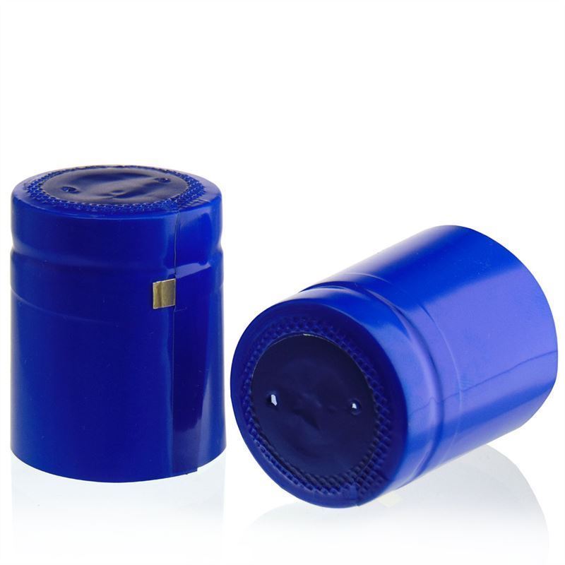 Shrink capsule 32x41, PVC plastic, blue Shrink capsule 32x41, PVC plastic, blue