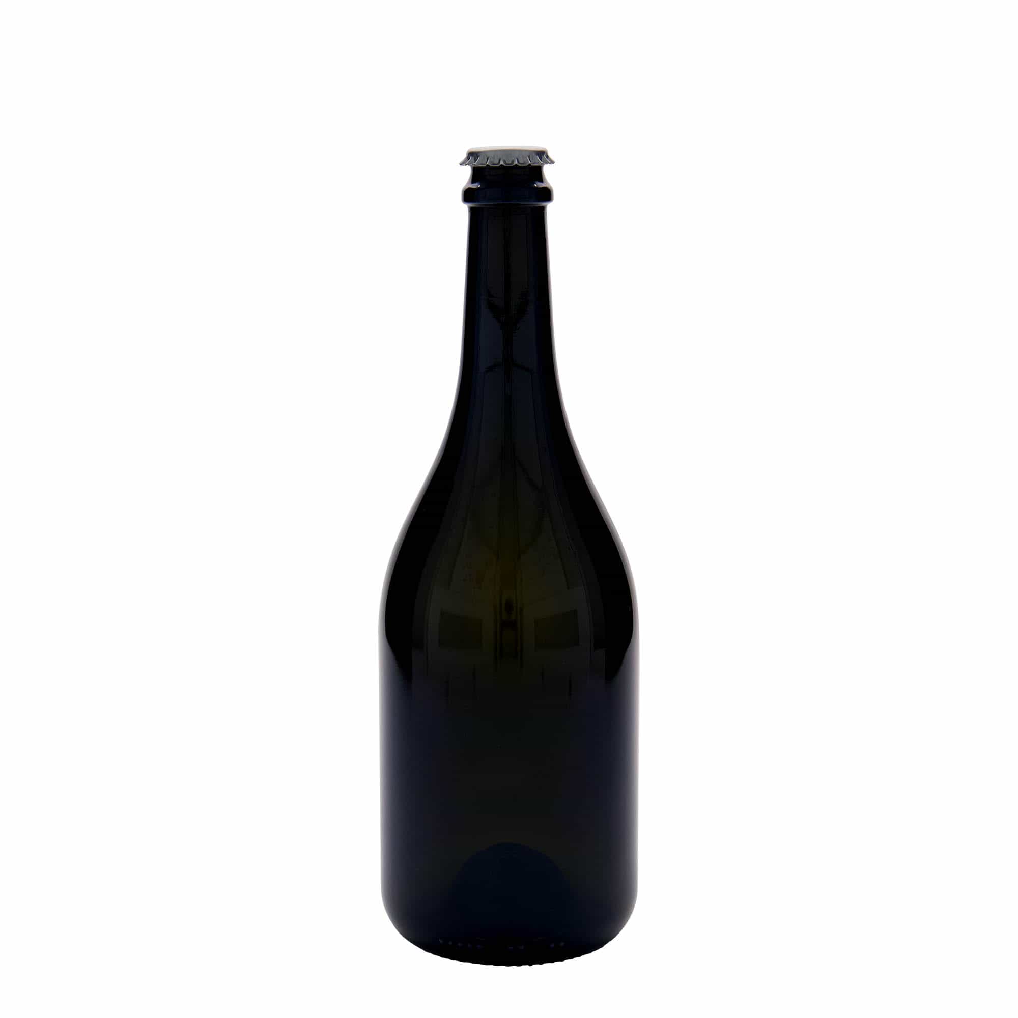 750 ml beer bottle ‘Horta’, glass, antique green, opening: crown cap