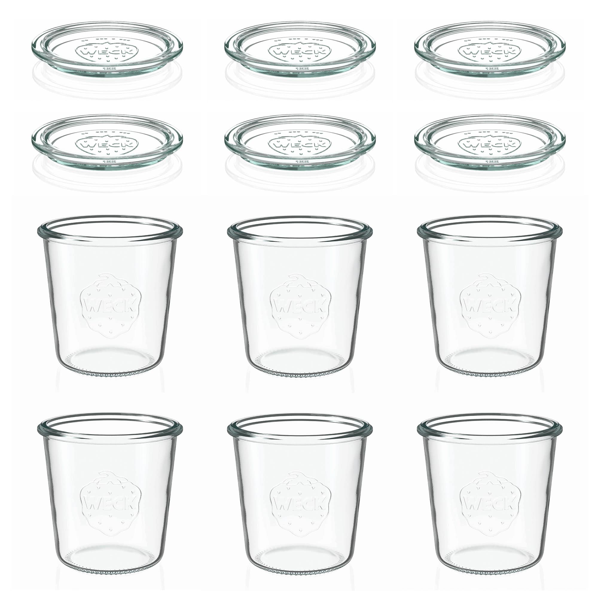 6x 580 ml WECK inverted jar with glass lid RR 100
