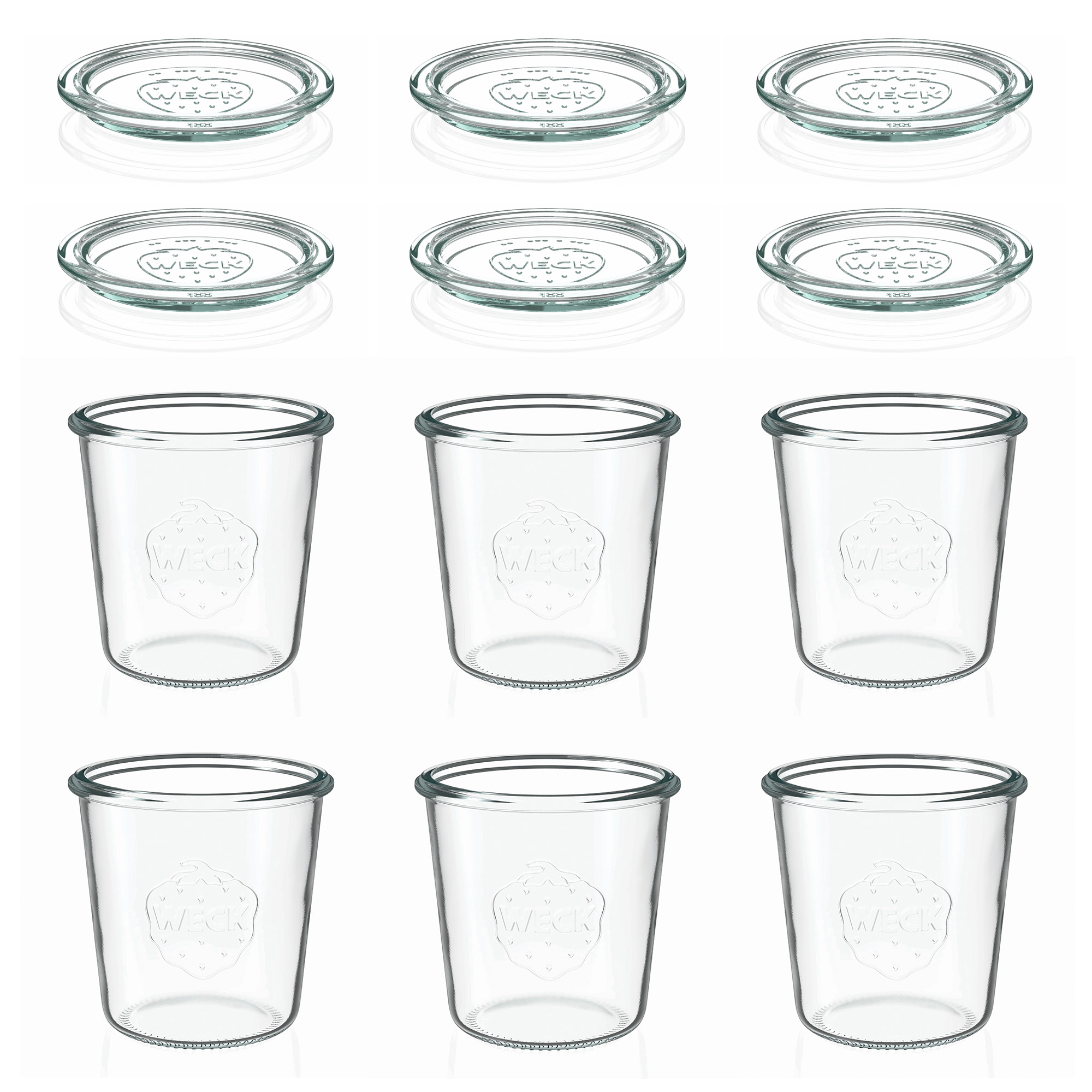 6x 580 ml WECK inverted jar with glass lid RR 100