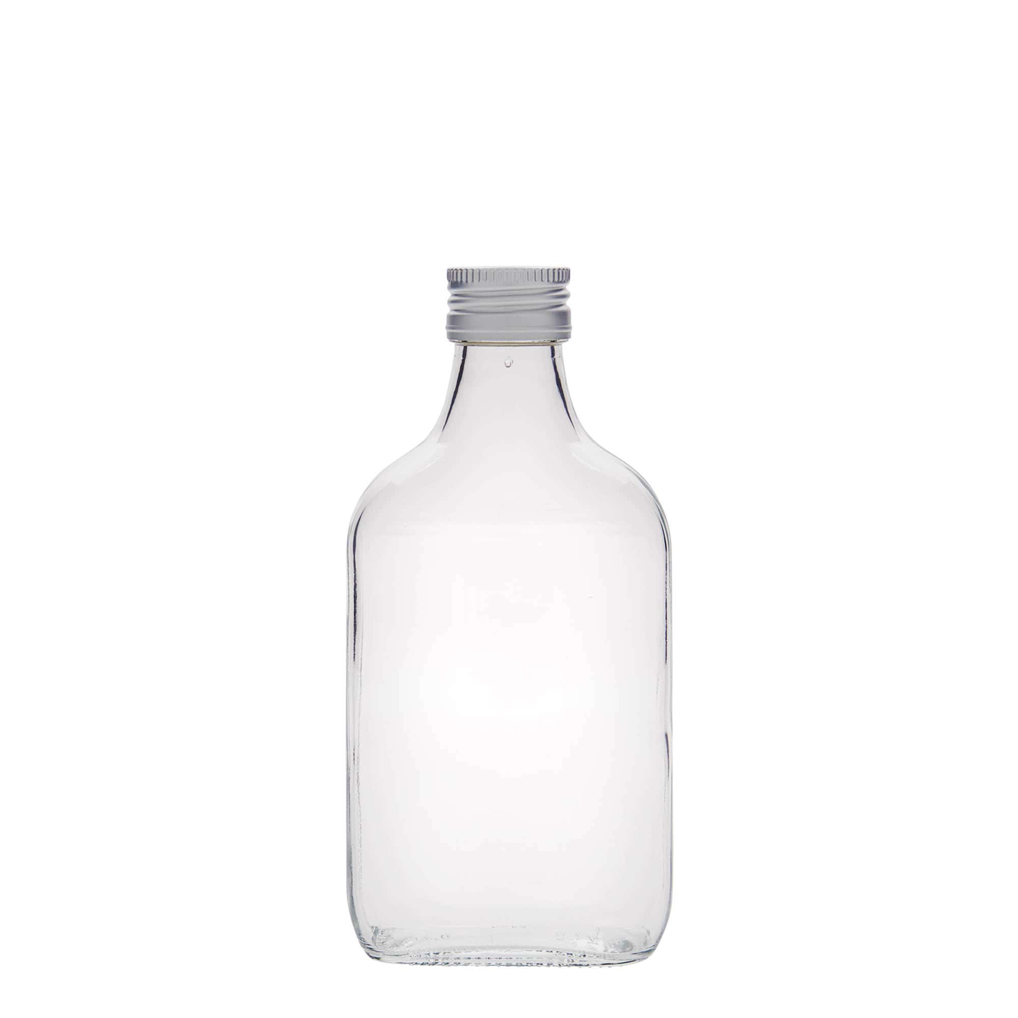 200 ml pocket bottle, rectangular, glass, opening: PP 28