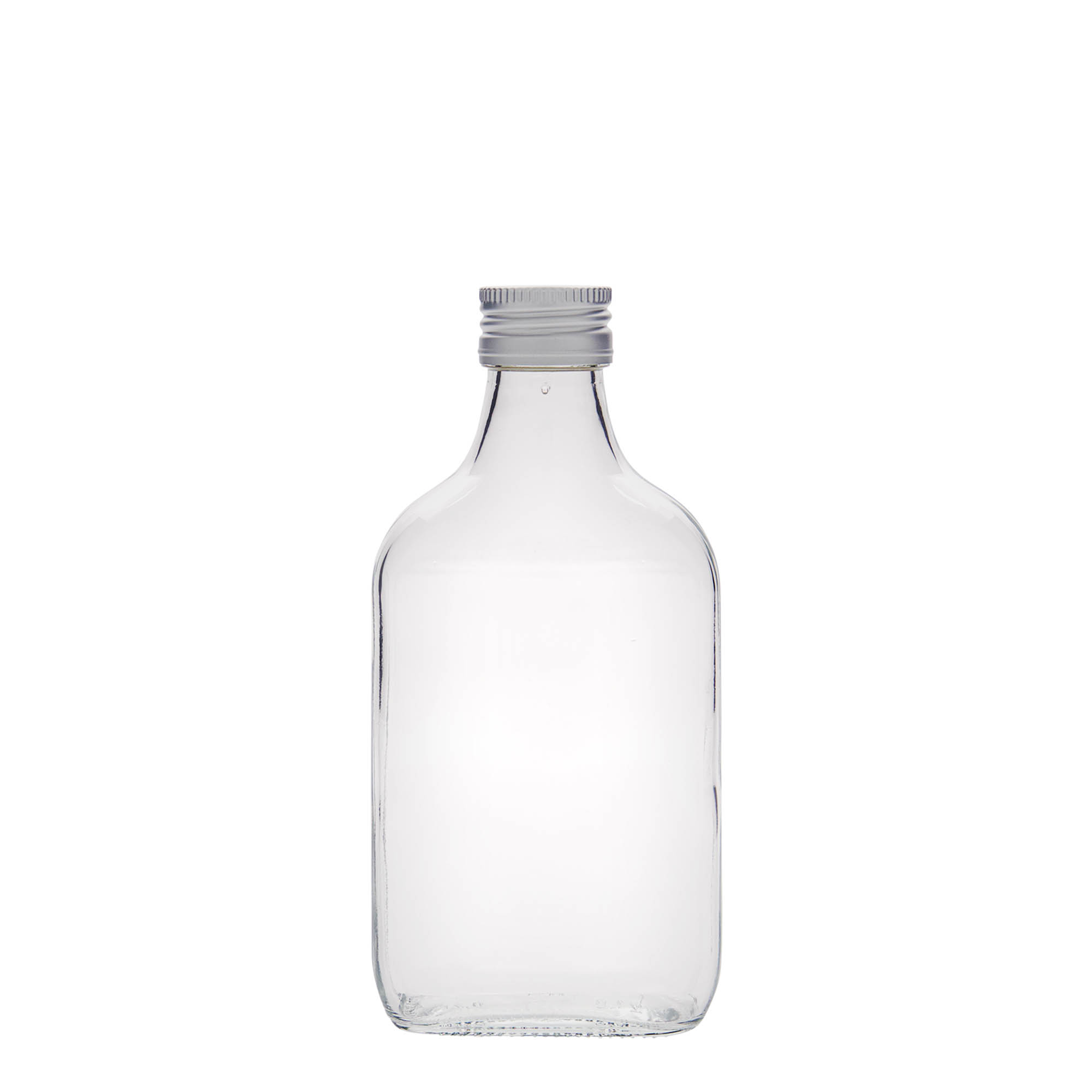 200 ml pocket bottle, rectangular, glass, opening: PP 28