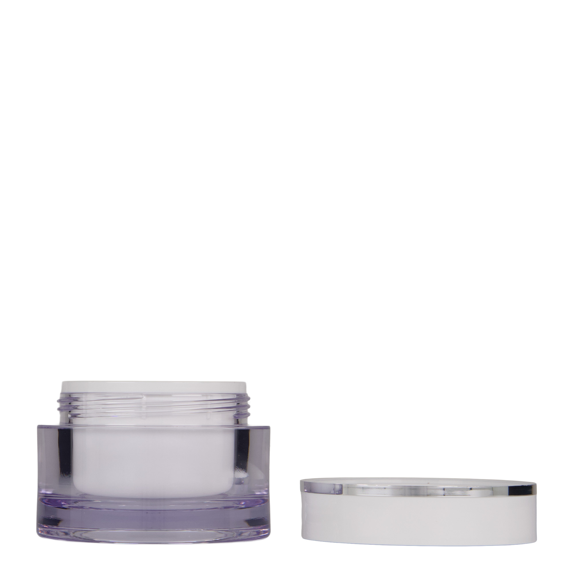 50 ml jar, SAN plastic, white, opening: screw cap 50 ml jar, SAN plastic, white, opening: screw cap