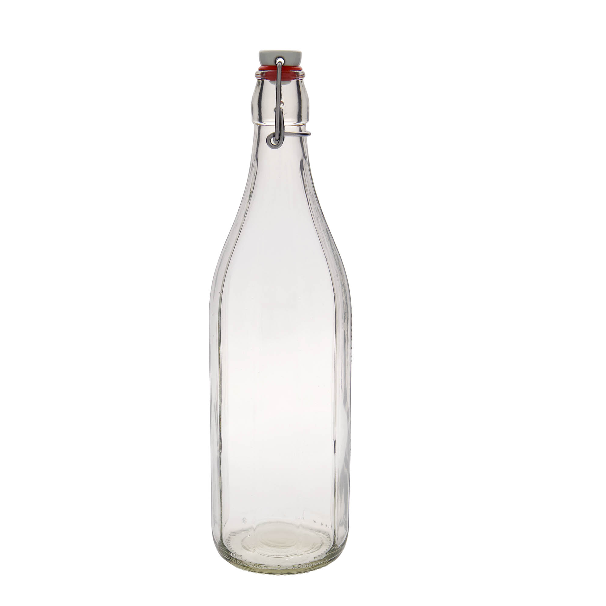 1,000 ml glass bottle ‘Bravo’, decagonal, opening: swing top closure