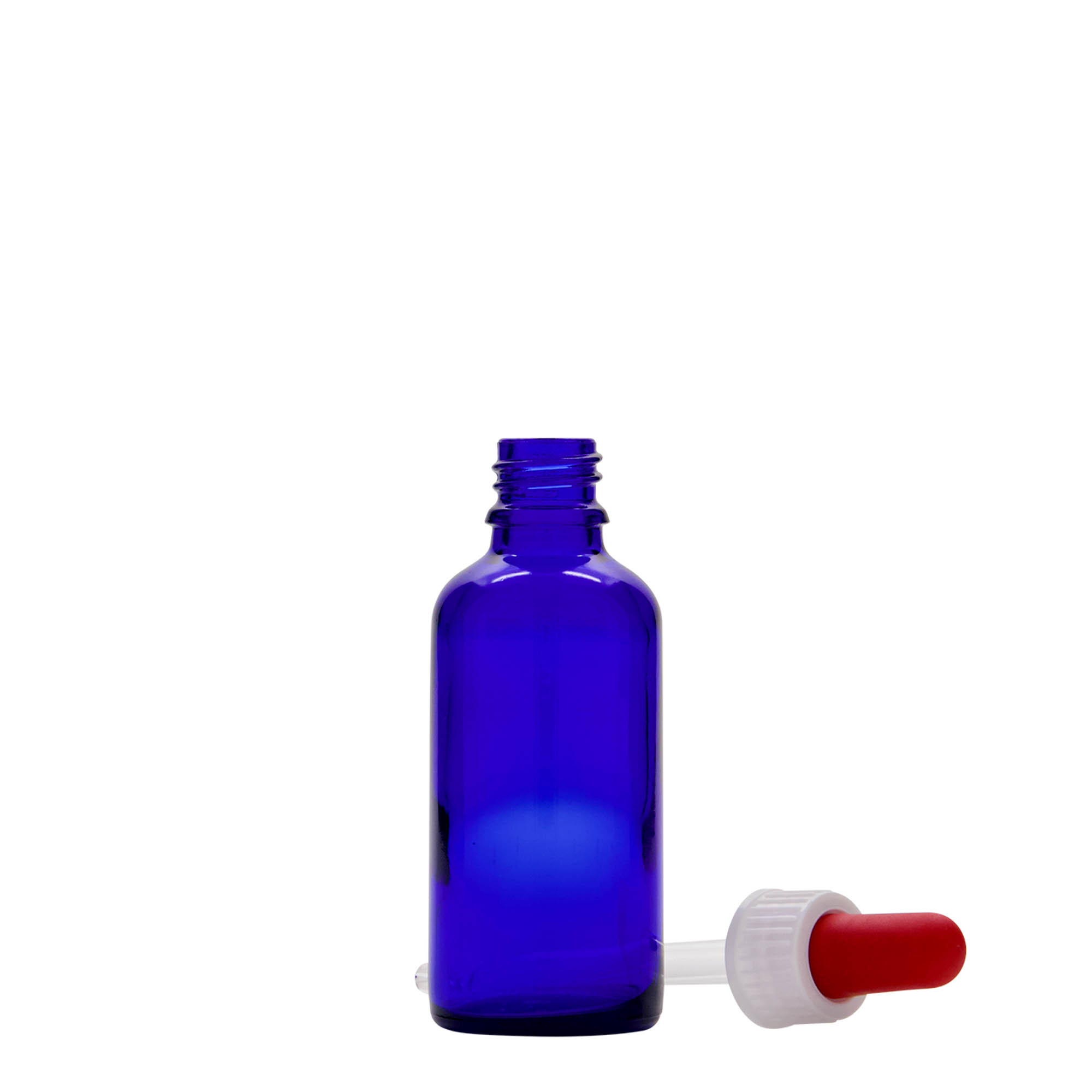 50 ml medicine pipette bottle, glass, royal blue/red, closure: DIN 18