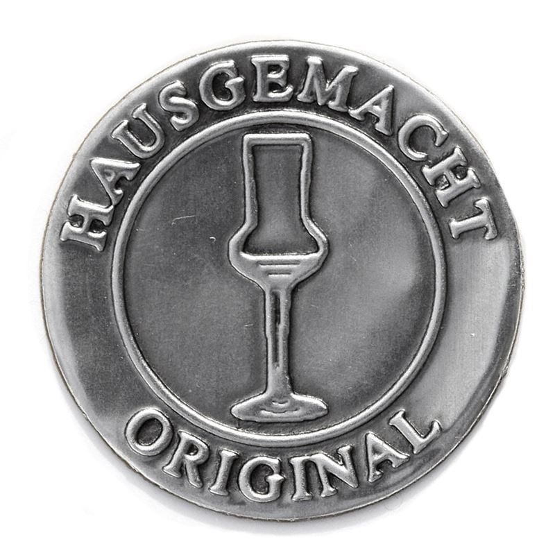 Tin label ‘Original Homemade’, round, metal, silver