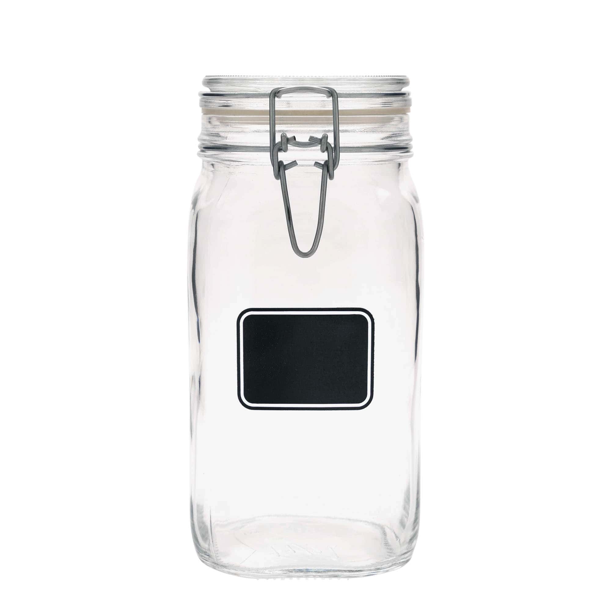 1,500 ml wire bail jar ‘Fido’, motif: label field, square, opening: wire bail closure