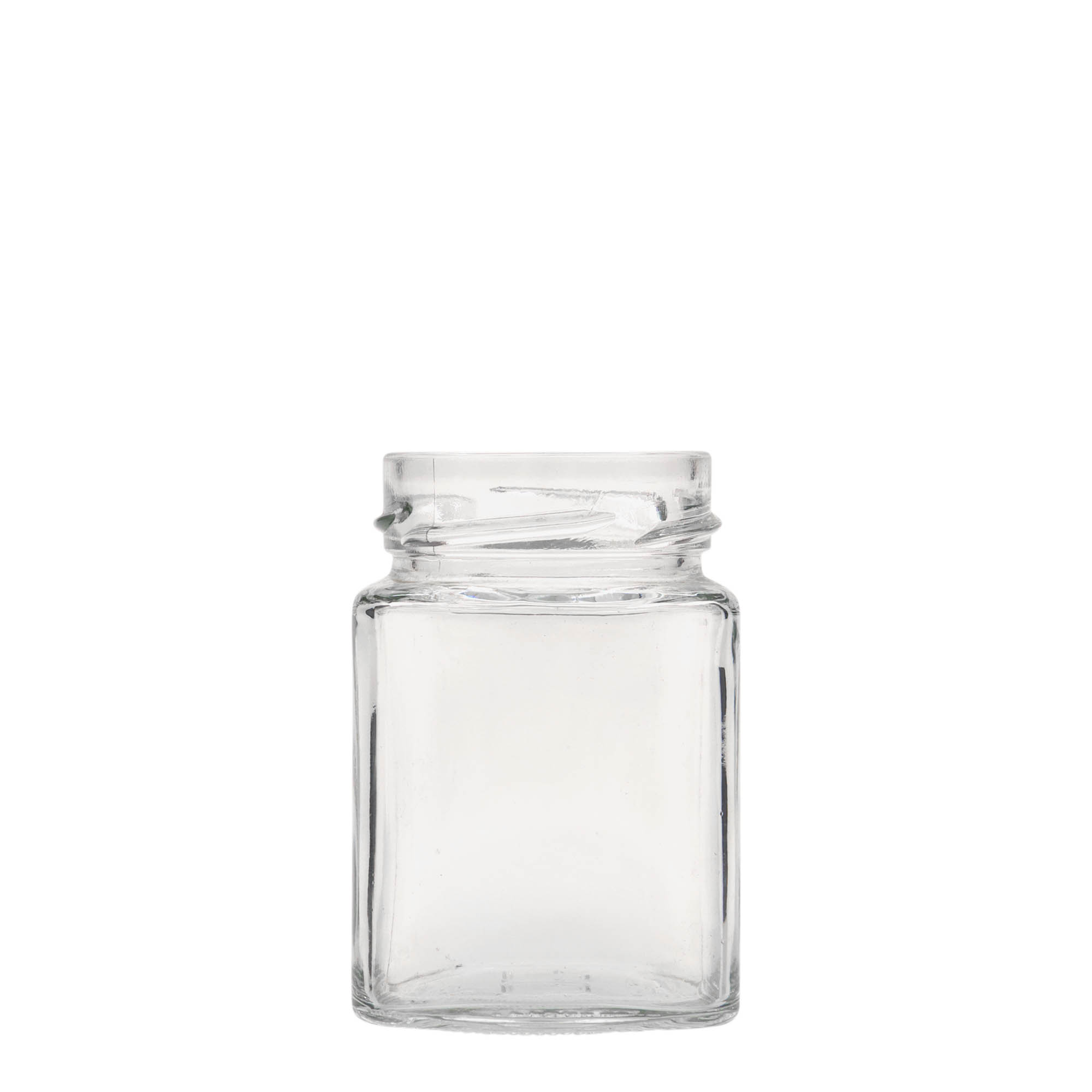 212 ml square jar 'Funny', opening: Deep-Twist-Off (DTO 58) 212 ml square jar 'Funny', opening: Deep-Twist-Off (DTO 58)