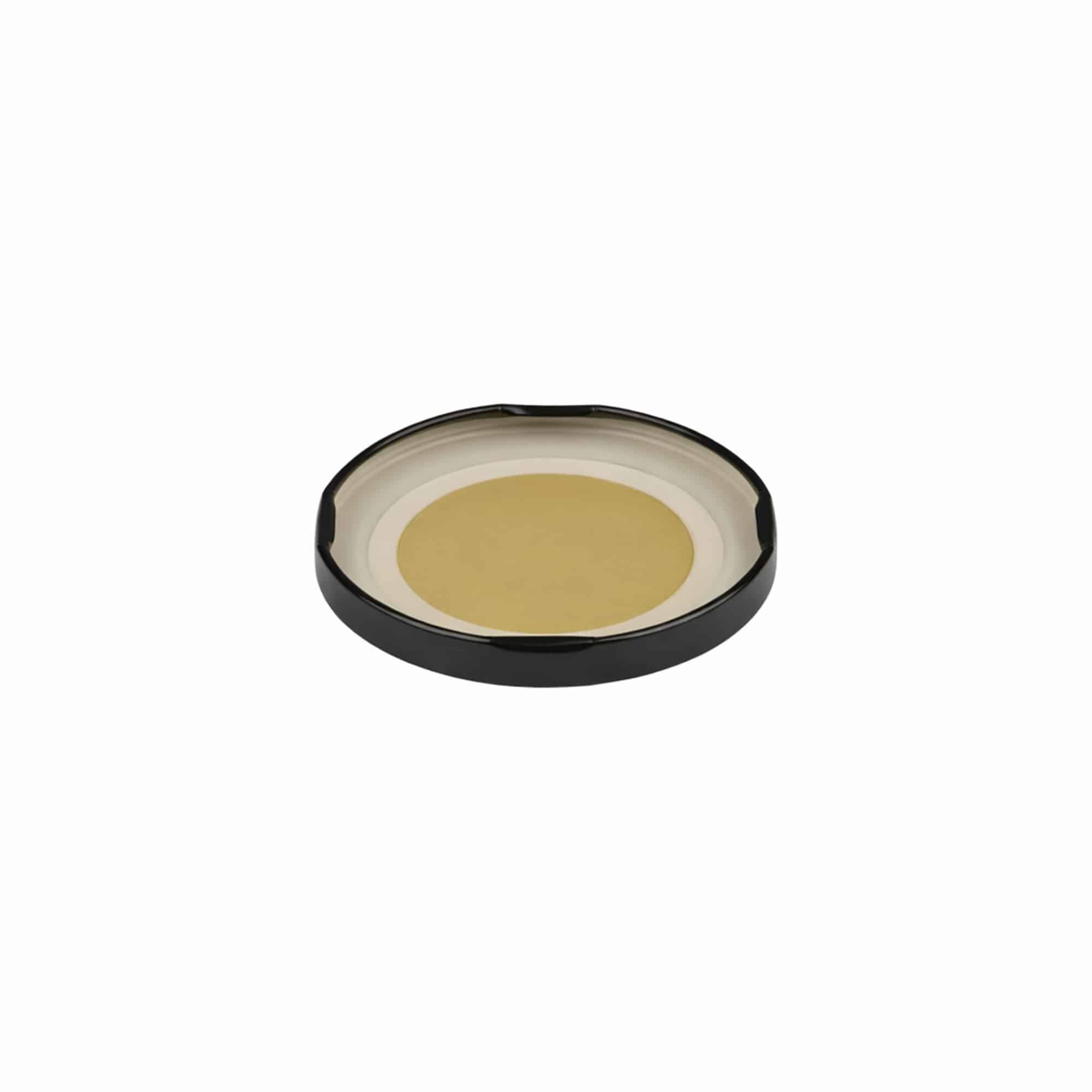 Twist-off lid, tinplate, sterilizable, black, for opening: TO 66