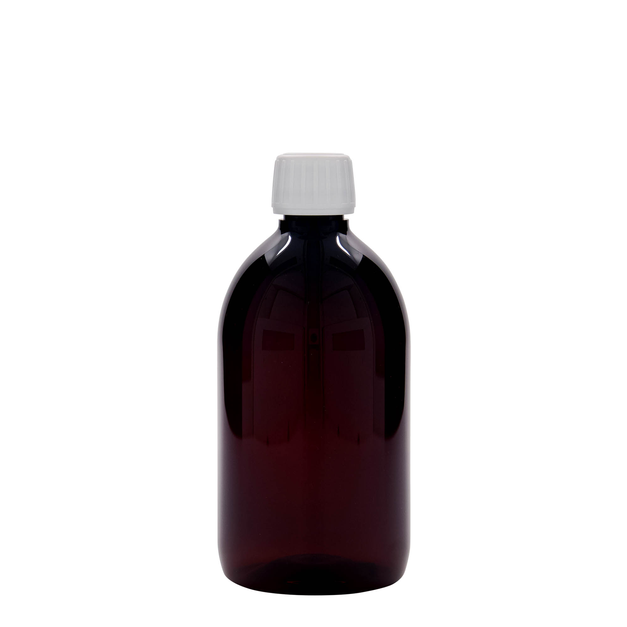 500 ml PET medicine bottle, brown, plastic, closure: PP 28