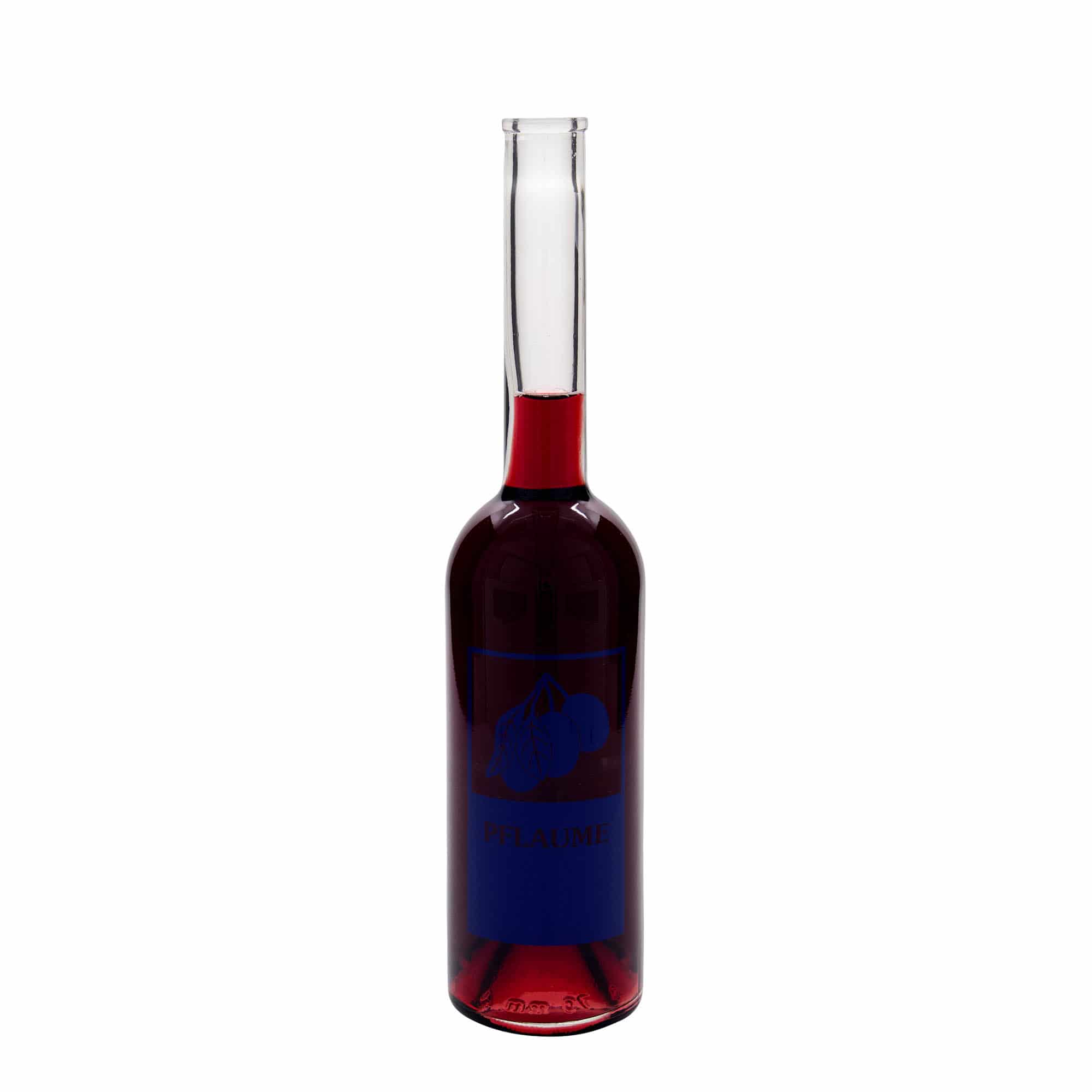 500 ml glass bottle ‘Opera’, motif: plum, opening: cork