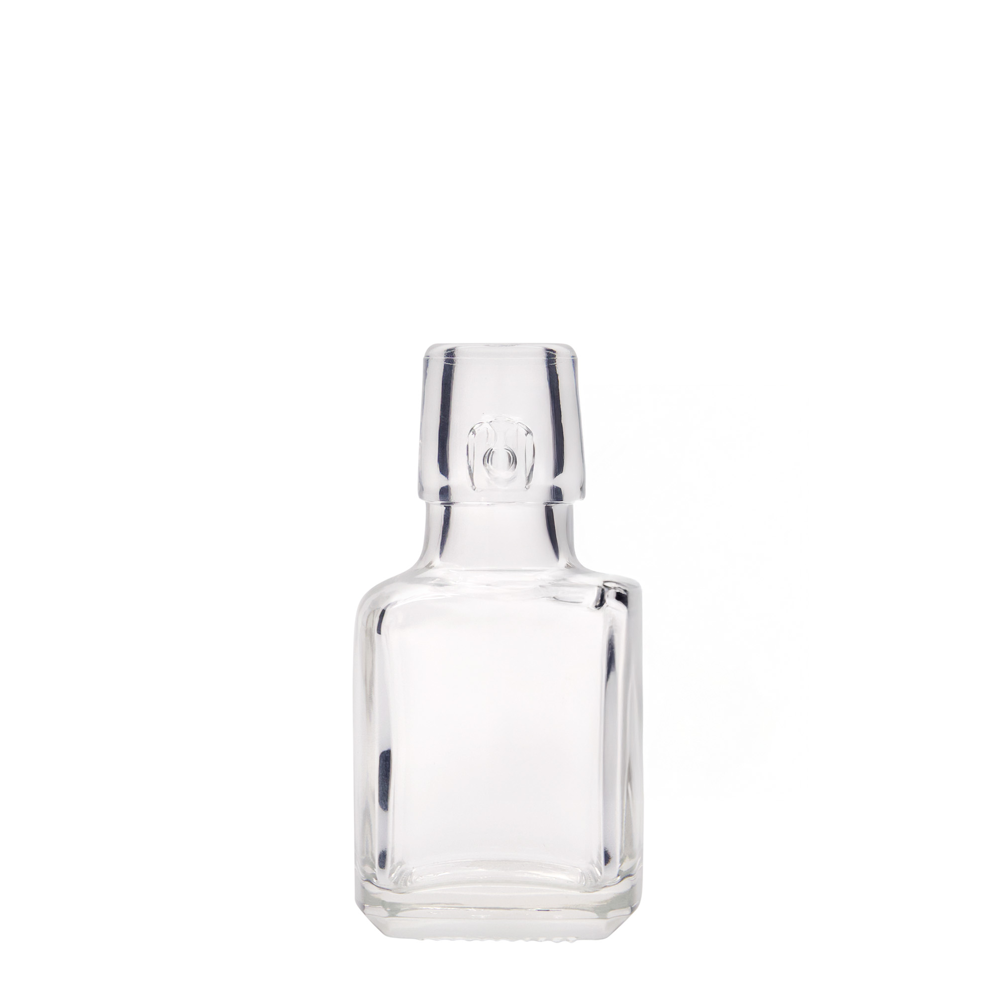 100 ml glass bottle 'Kubica', square, opening: swing top closure 100 ml glass bottle 'Kubica', square, opening: swing top closure