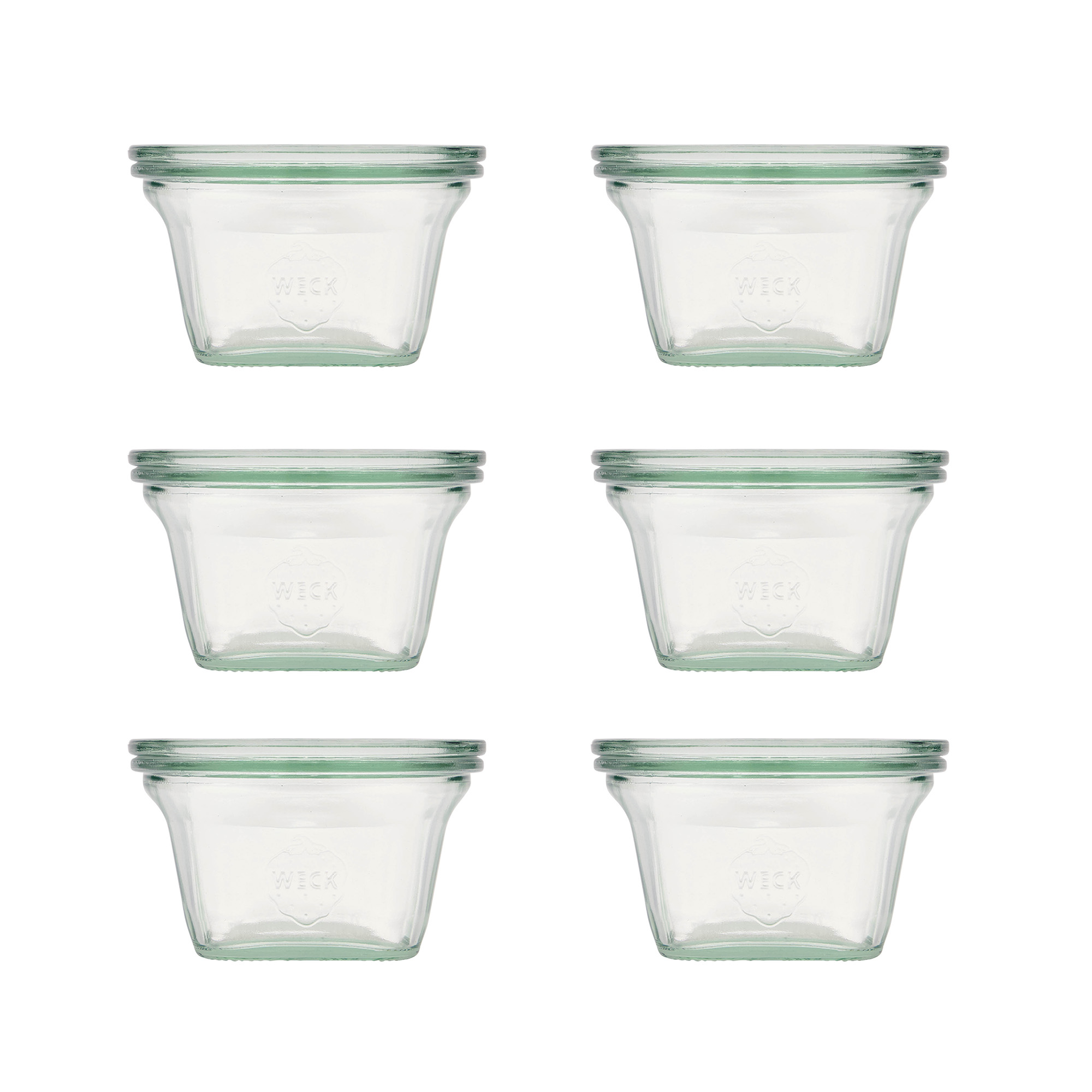 6x 290 ml WECK Quadro jar with glass lid RR 100