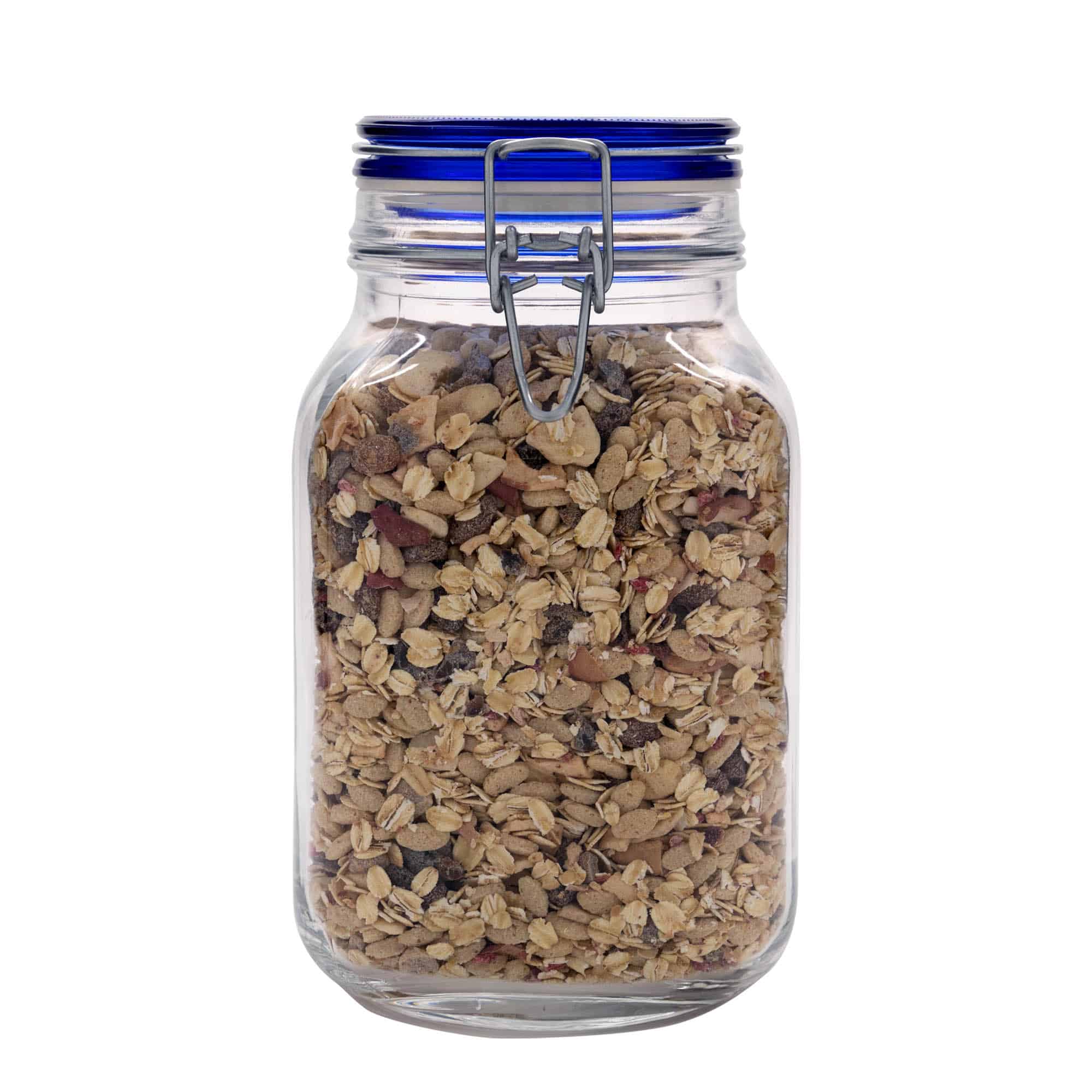2,000 ml wire bail jar ‘Fido’ Blue Top, square, opening: wire bail closure