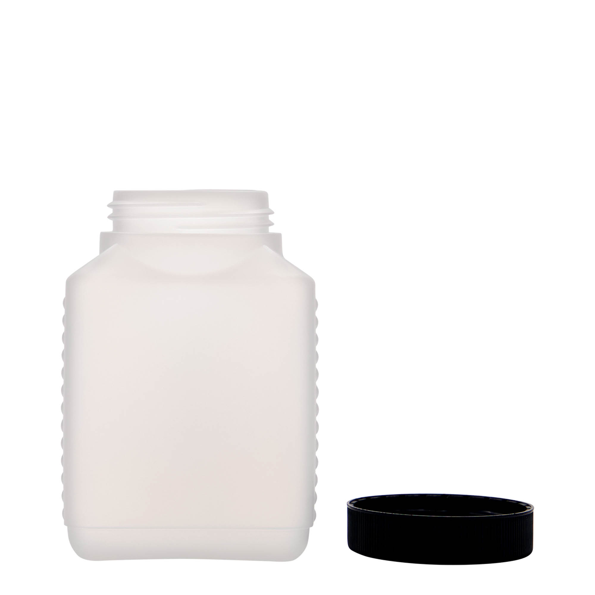500 ml wide-neck bottle, rectangular, HDPE plastic, natural, opening: DIN 60 EPE 500 ml wide-neck bottle, rectangular, HDPE plastic, natural, opening: DIN 60 EPE