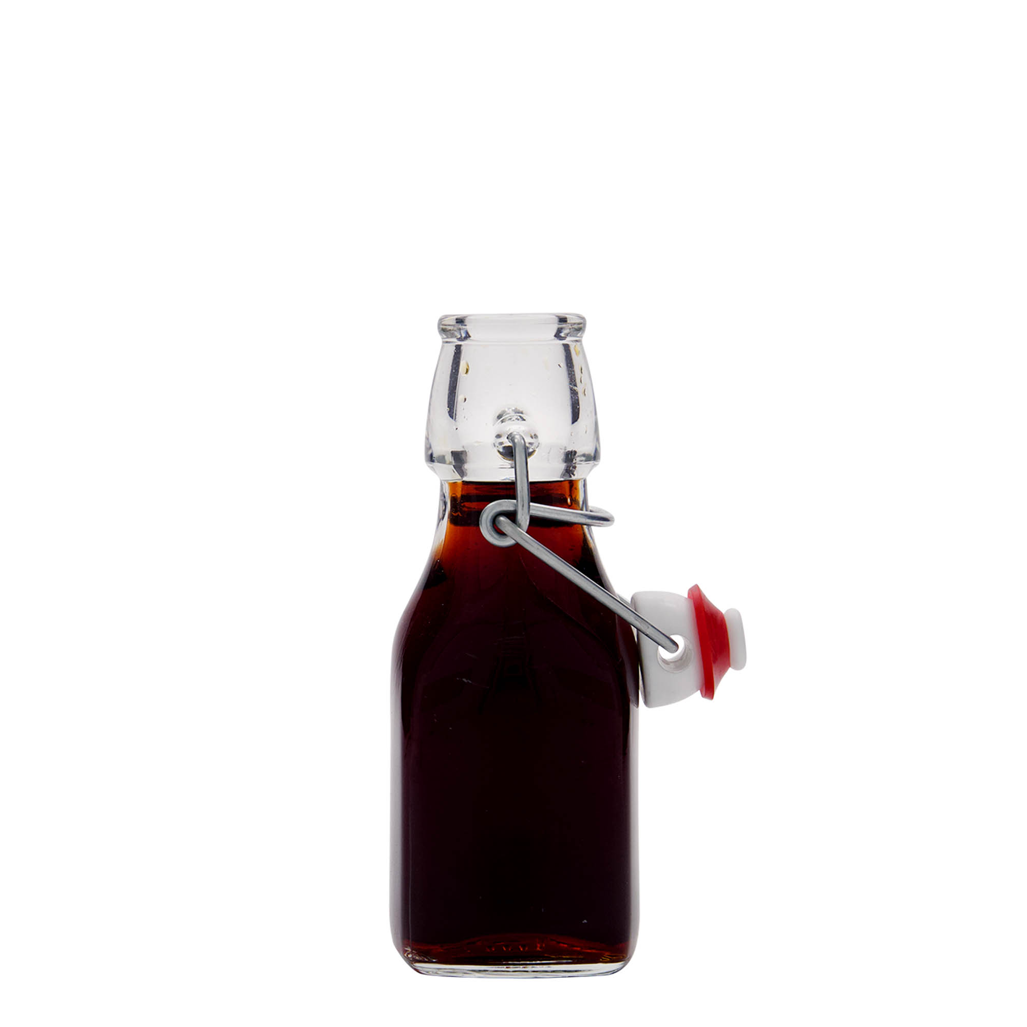 125 ml glass bottle 'Swing', square, opening: swing top closure