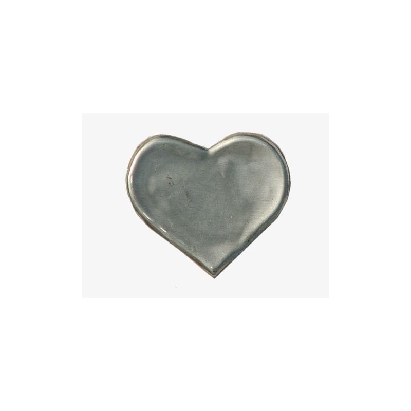 Tin label 'Heart', metal, silver Tin label 'Heart', metal, silver
