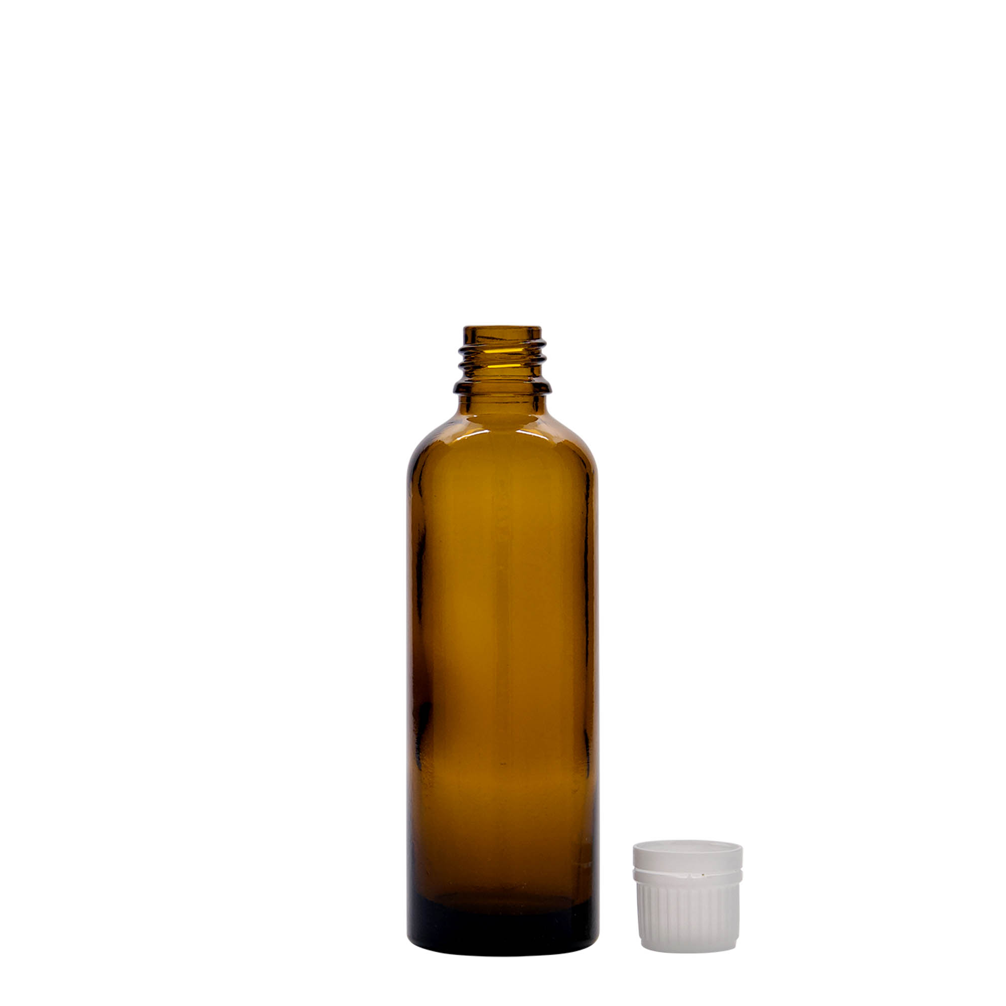 75 ml medical bottle, glass, brown, opening: DIN 18