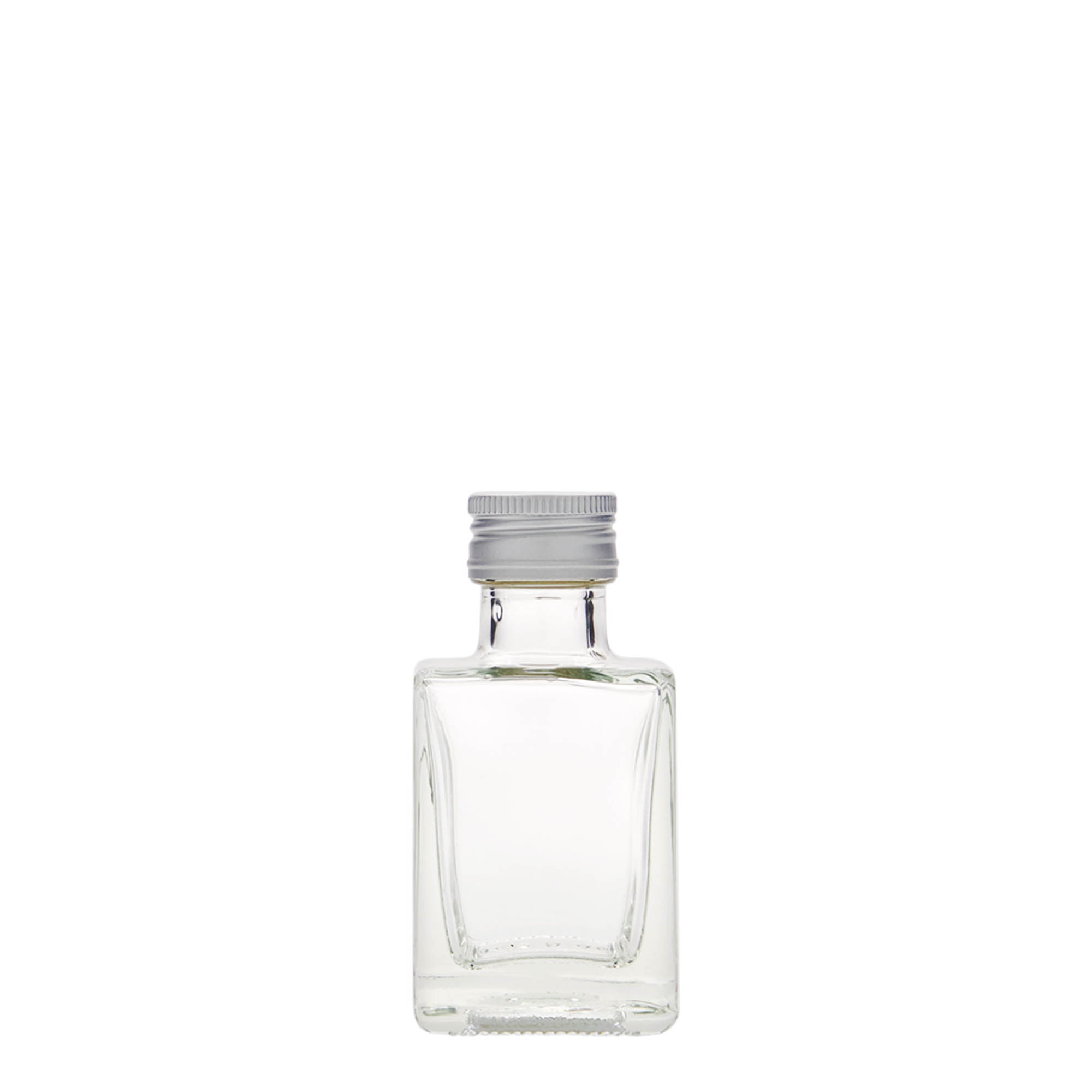 50 ml glass bottle 'Cube', square, opening: PP 24