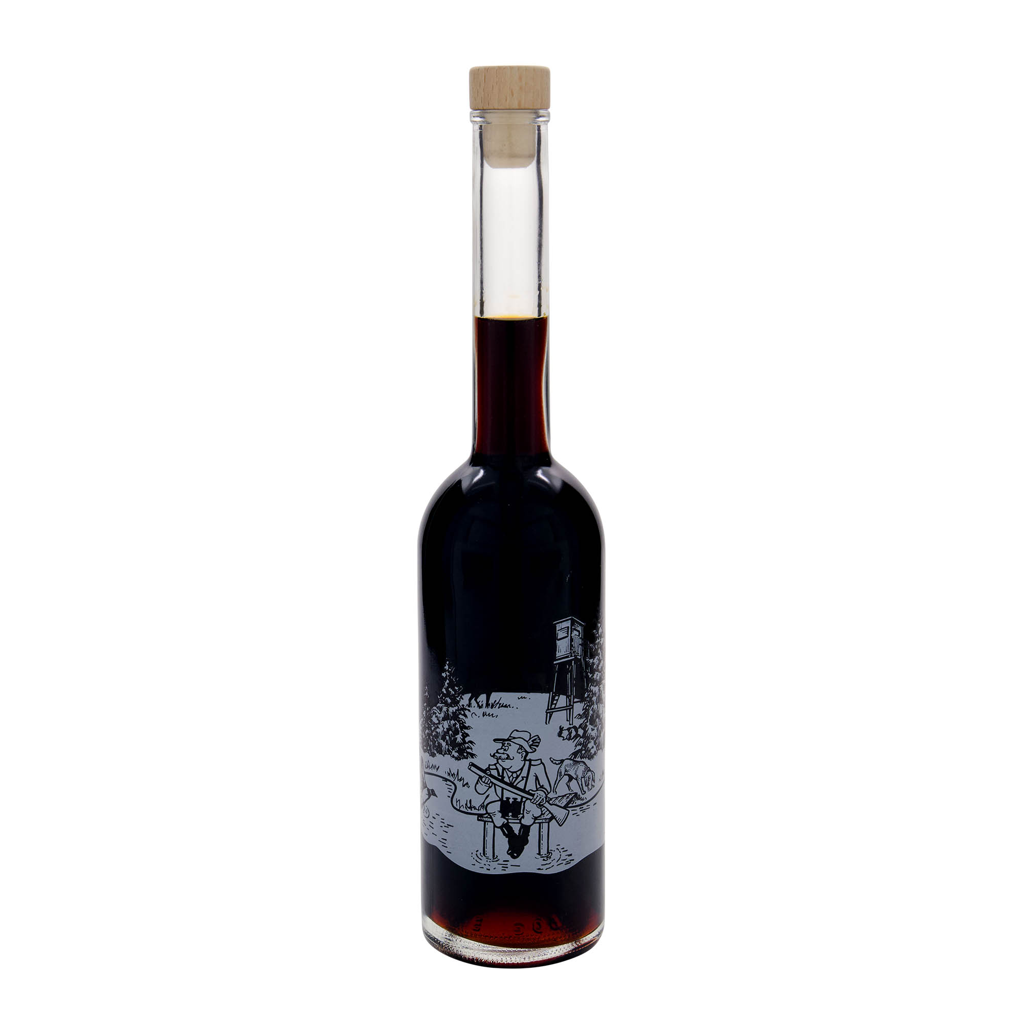 500 ml glass bottle 'Opera', print: hunter, closure: cork