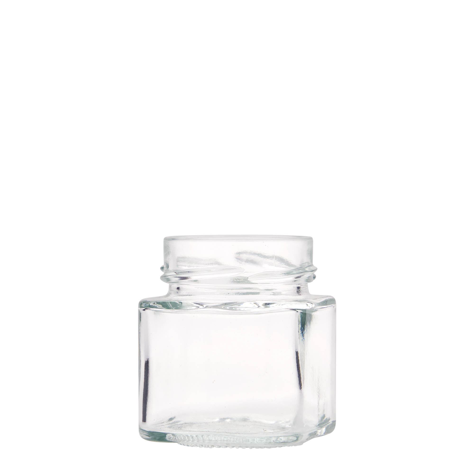156 ml square glass 'Funny', opening: Deep-Twist-Off (DTO 58)