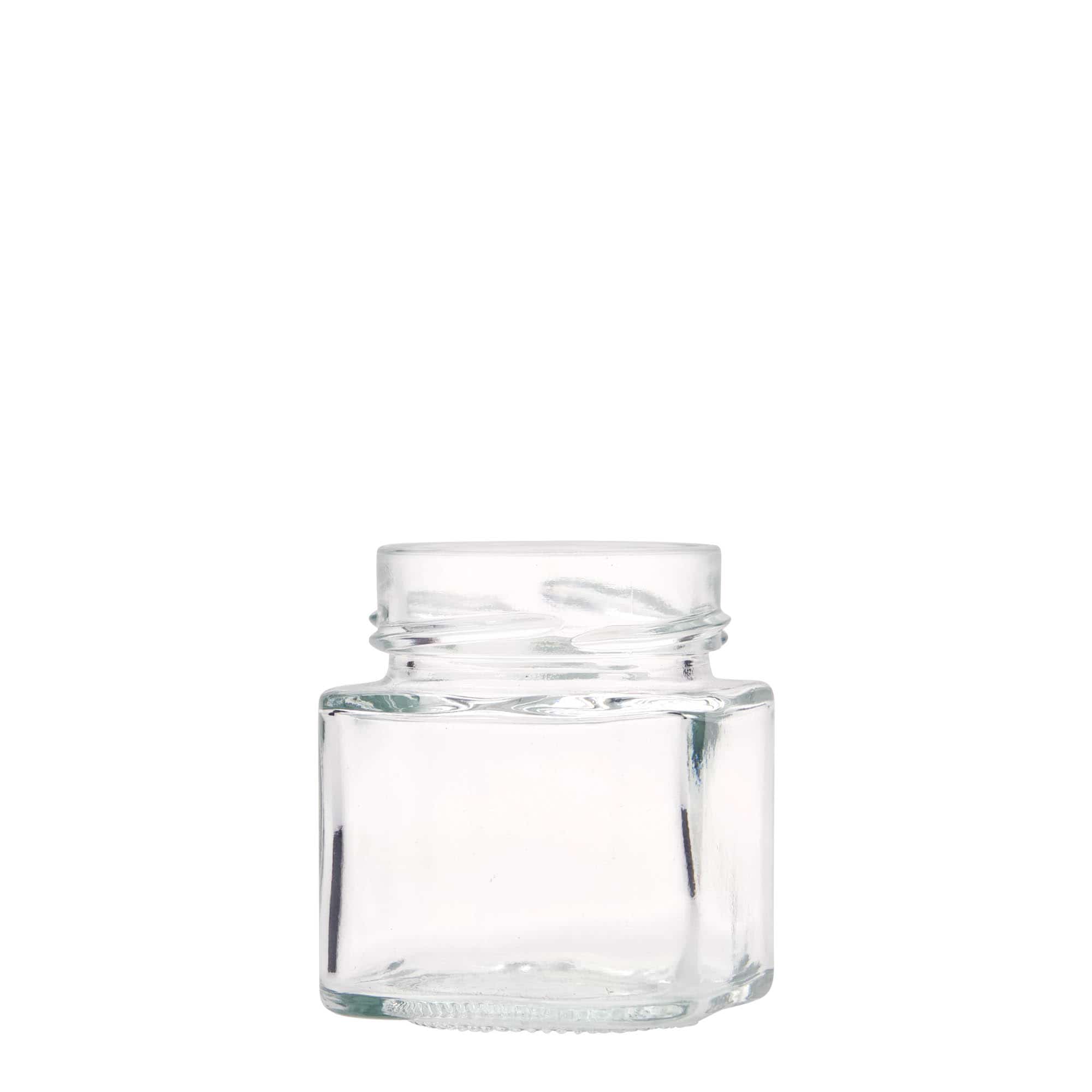 156 ml square glass ‘Funny’, opening: Deep-Twist-off (DTO 58)