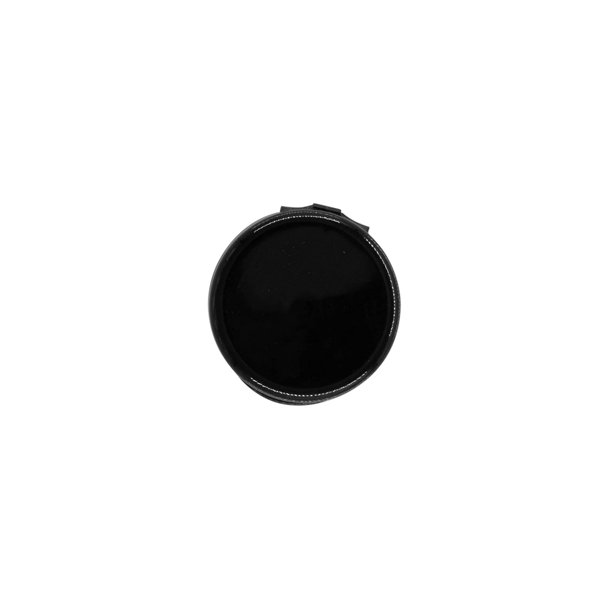 Screw cap with hinged flap, PP plastic, black, for opening: 24/410 Screw cap with hinged flap, PP plastic, black, for opening: 24/410
