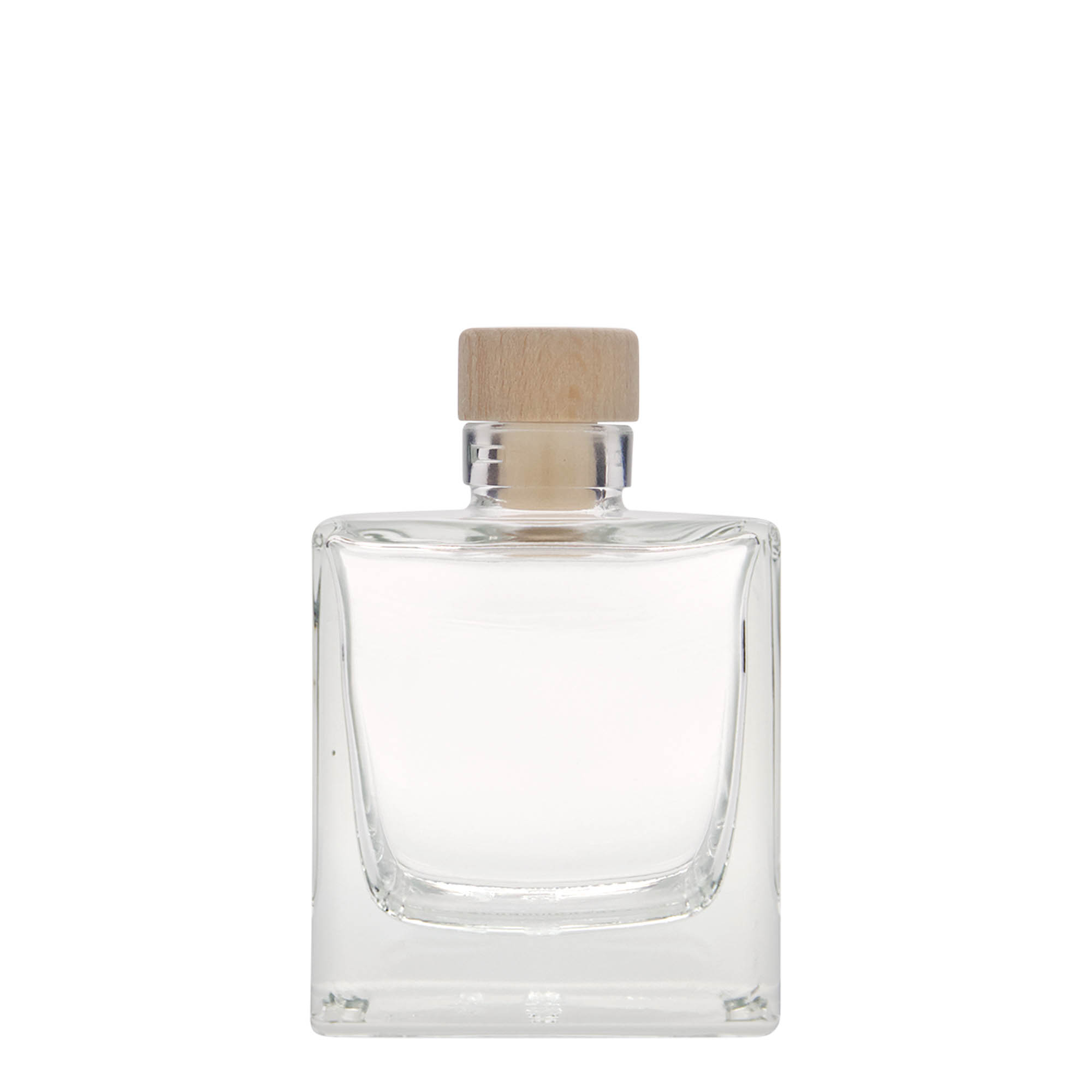 200 ml glass bottle 'Cube', square, opening: cork