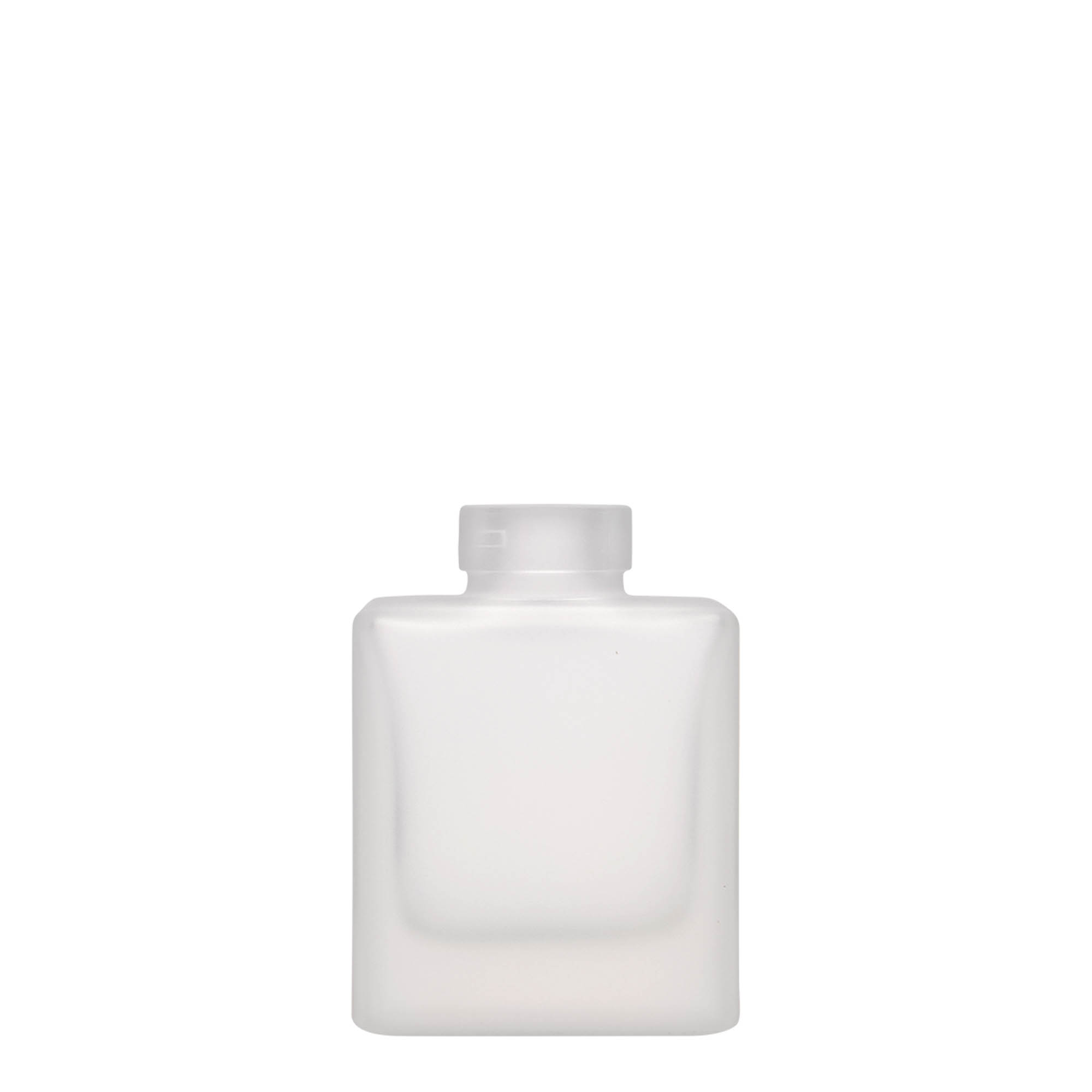 100 ml glass bottle 'Cube', square, frosted, opening: cork