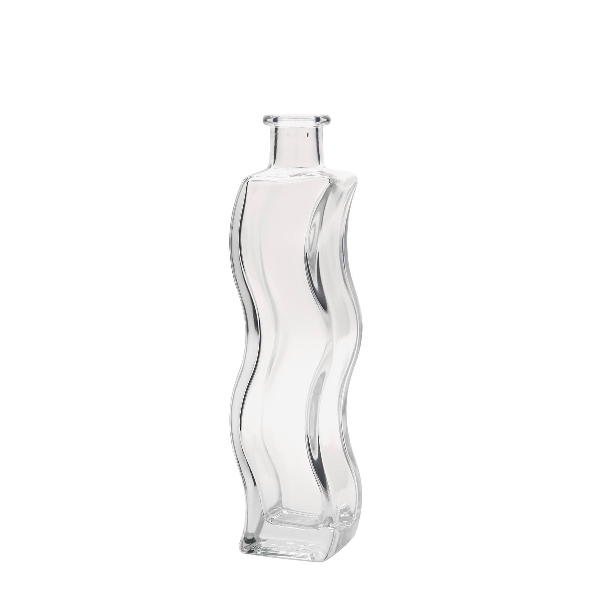 200 ml glass bottle 'Wave', square, opening: cork