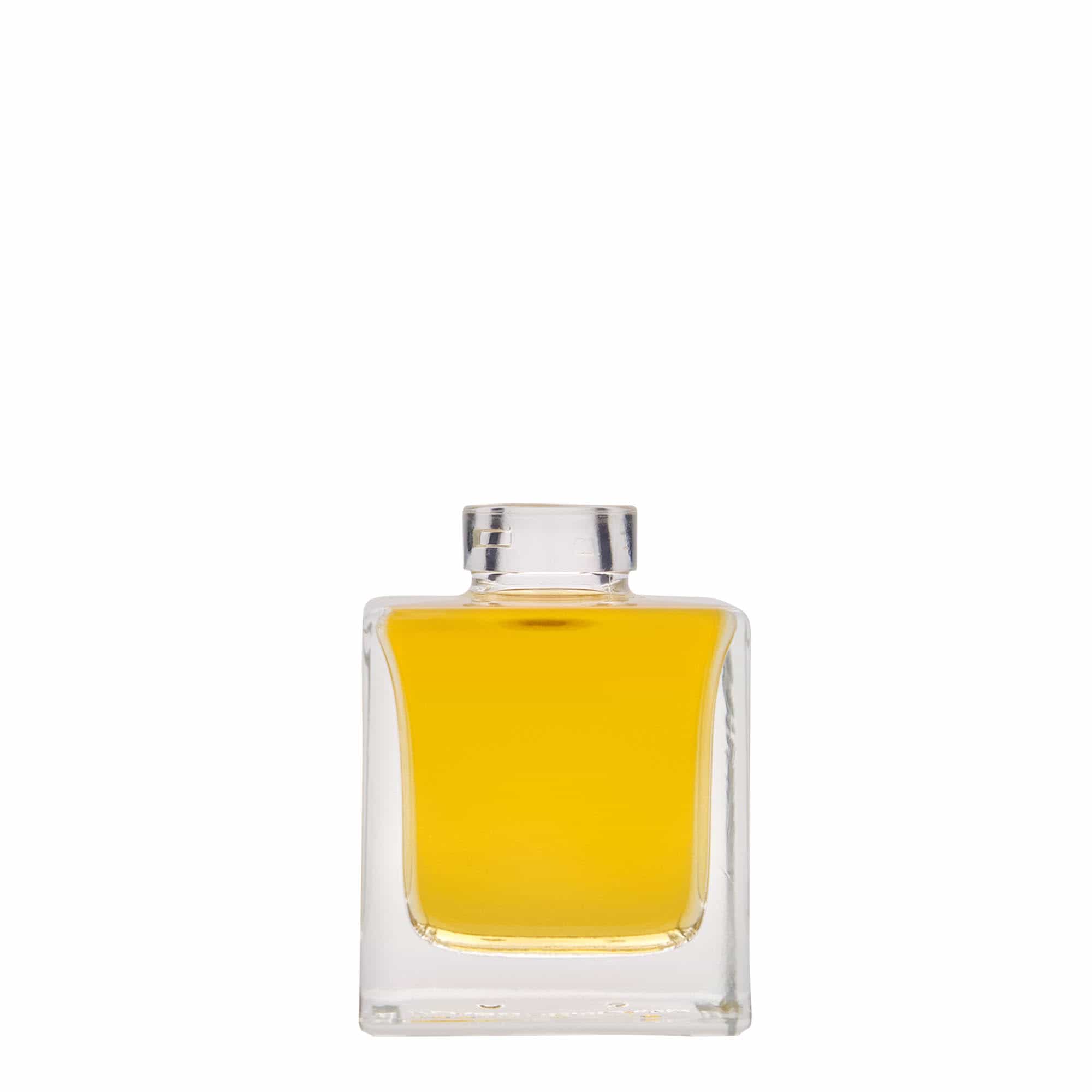 100 ml glass bottle ‘Cube’, square, opening: cork