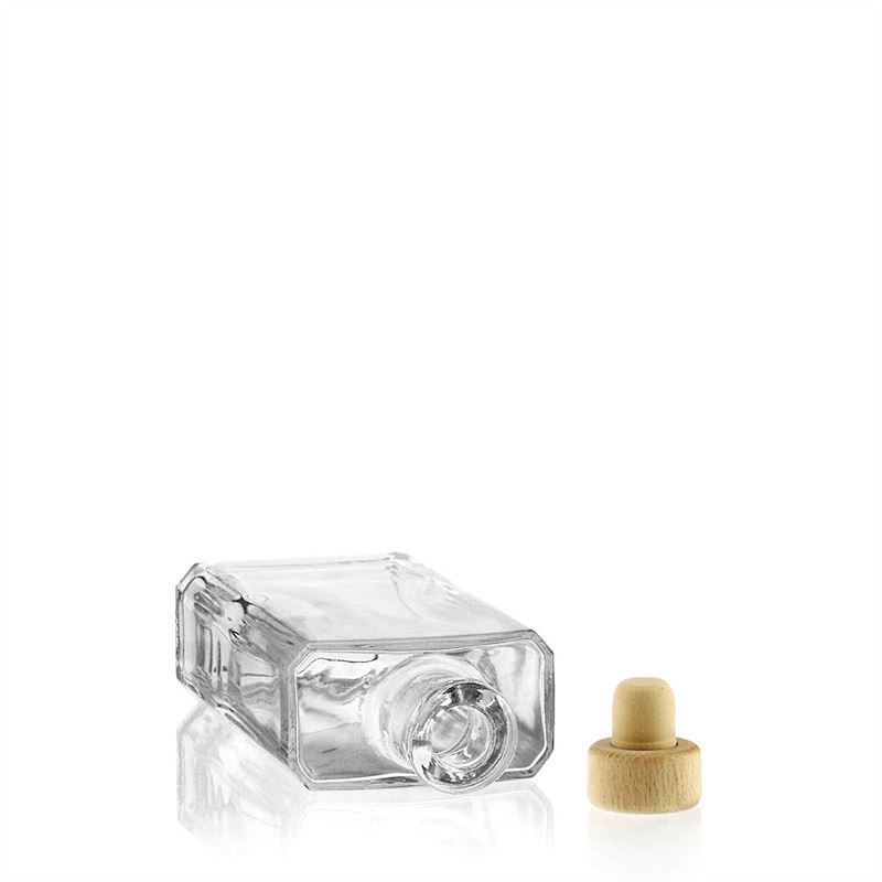 200 ml glass bottle 'Shiny', rectangular, closure: cork