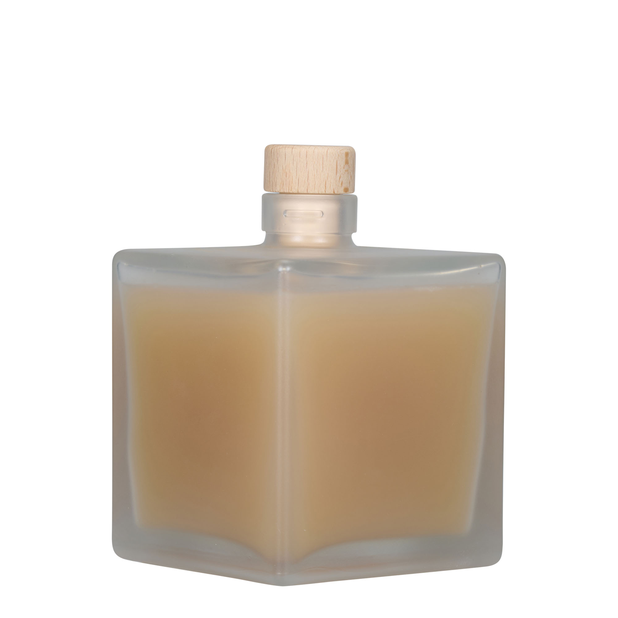 500 ml glass bottle 'Cube', square, frosted, closure: cork