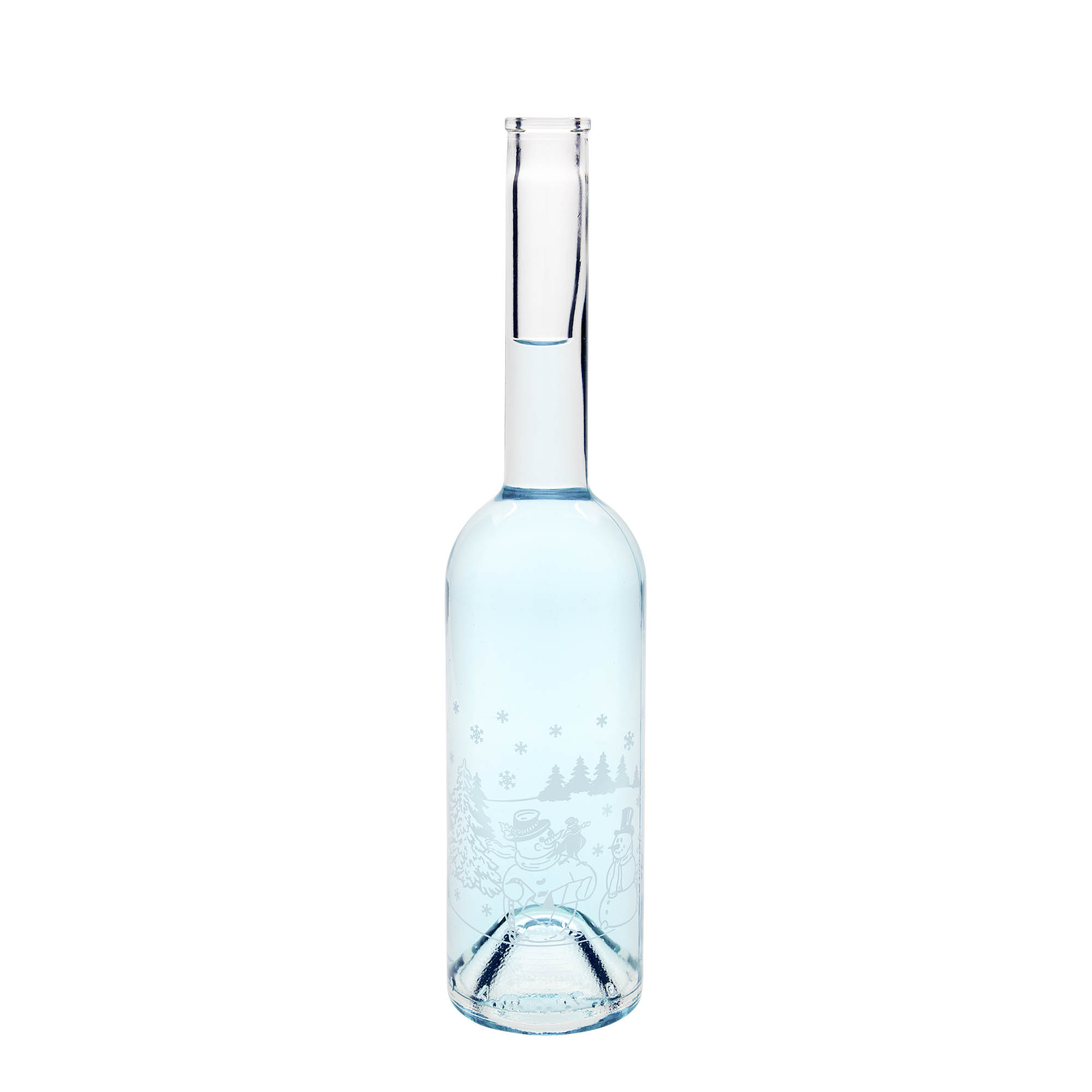 500 ml glass bottle 'Opera', motif: snowman bottle, opening: cork