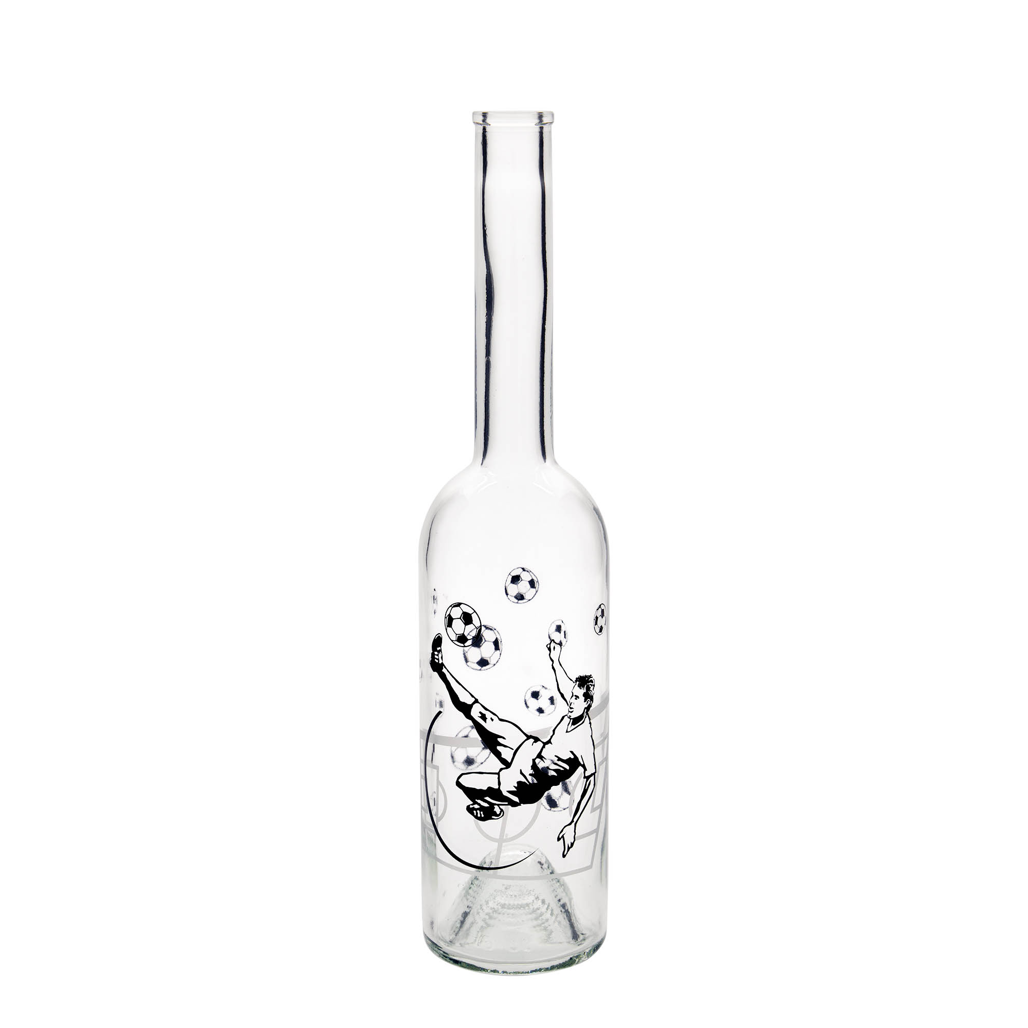 500 ml glass bottle 'Opera', print: footballer, closure: cork 500 ml glass bottle 'Opera', print: footballer, closure: cork