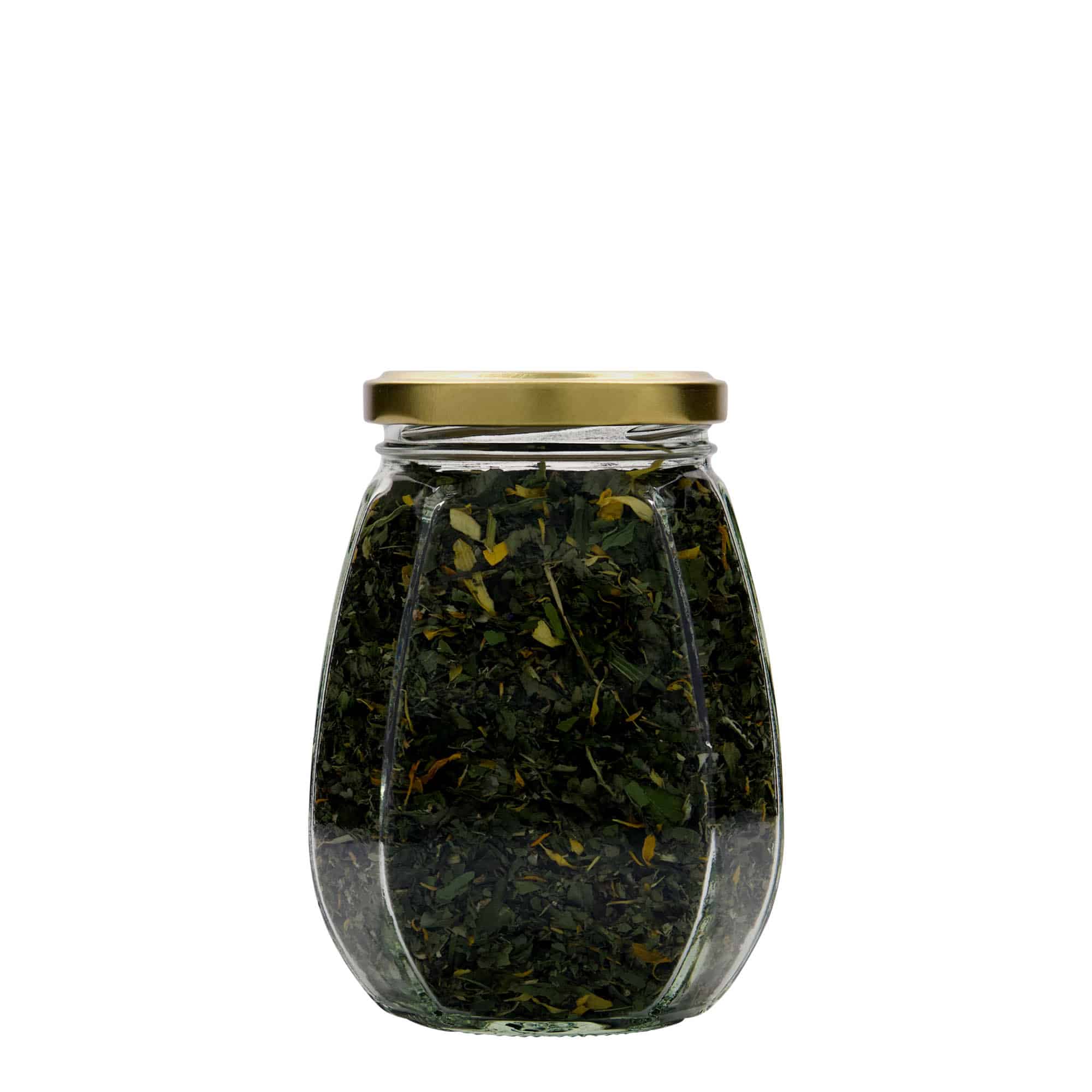 385 ml decorative jar, hexagonal, opening: Twist-off (TO 63)